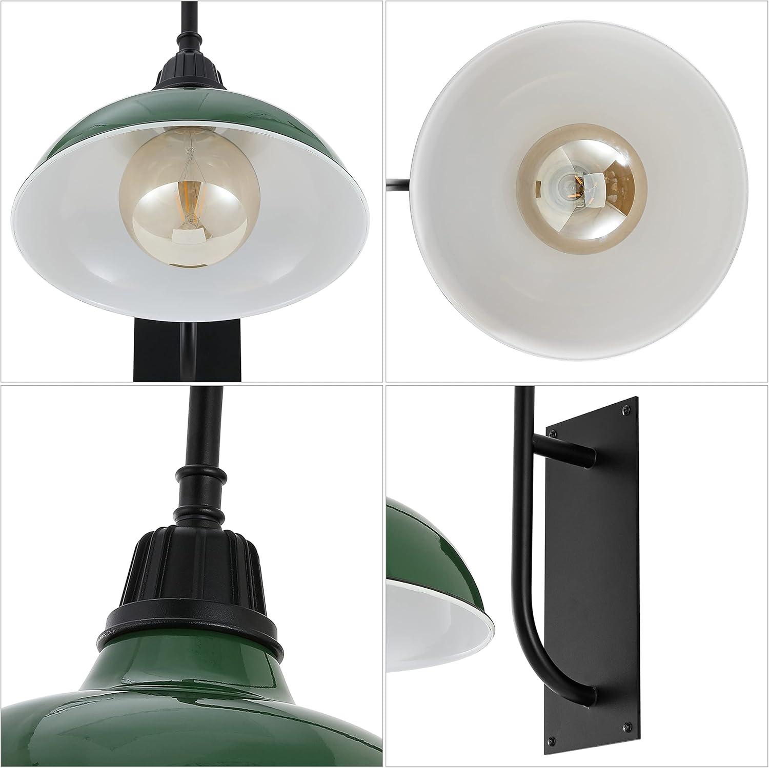 imageJONATHAN Y JYL7614B Stanley 1225quot 1Light Farmhouse Industrial IndoorOutdoor Iron LED Gooseneck Arm Outdoor Sconce Metal Bowl Shade Vintage Cottage Rustic Porch Patio Yard Barn BlackGreenBlack