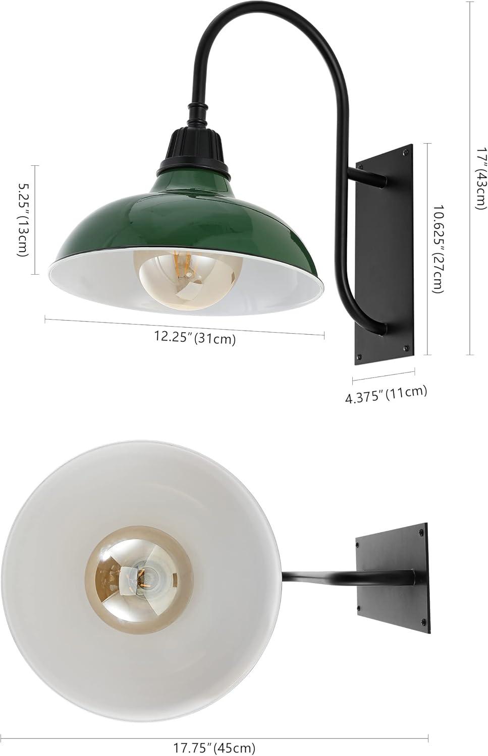 imageJONATHAN Y JYL7614B Stanley 1225quot 1Light Farmhouse Industrial IndoorOutdoor Iron LED Gooseneck Arm Outdoor Sconce Metal Bowl Shade Vintage Cottage Rustic Porch Patio Yard Barn BlackGreenBlack