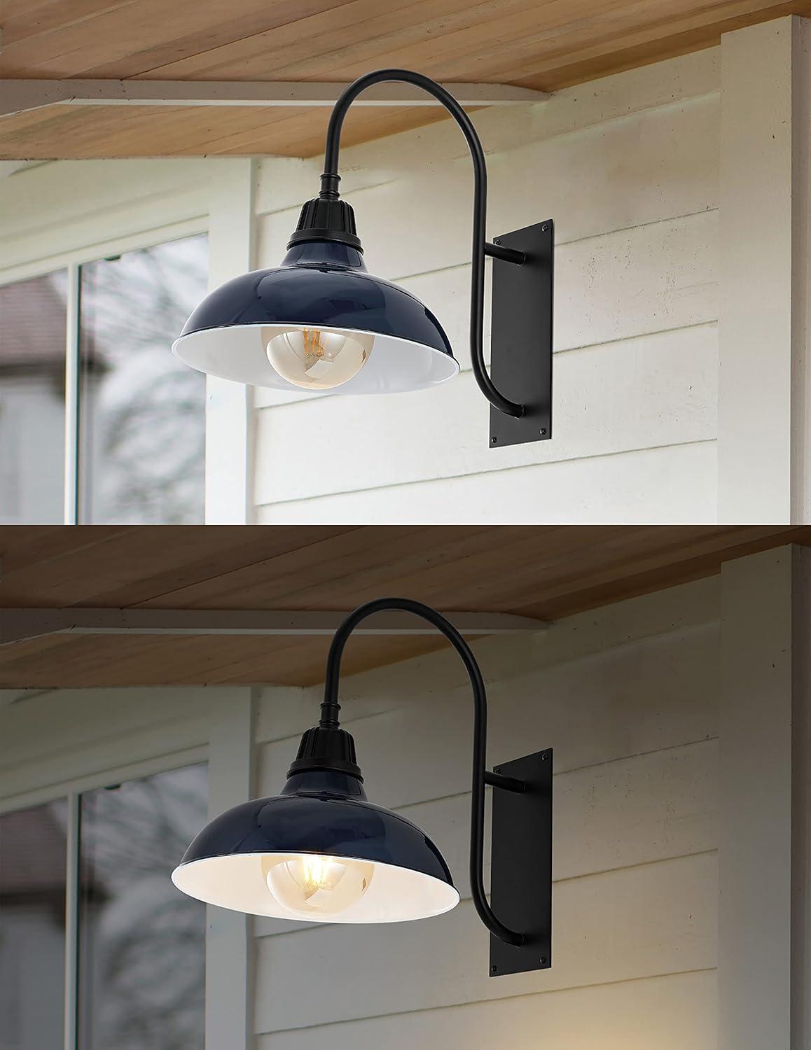 imageJONATHAN Y JYL7614B Stanley 1225quot 1Light Farmhouse Industrial IndoorOutdoor Iron LED Gooseneck Arm Outdoor Sconce Metal Bowl Shade Vintage Cottage Rustic Porch Patio Yard Barn BlackNavyBlack