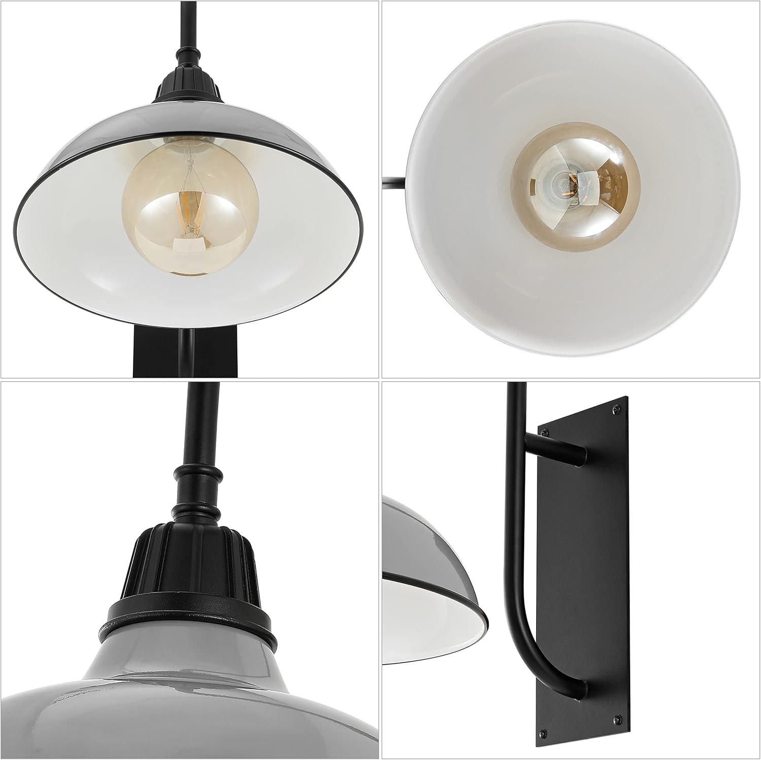 imageJONATHAN Y JYL7614B Stanley 1225quot 1Light Farmhouse Industrial IndoorOutdoor Iron LED Gooseneck Arm Outdoor Sconce Metal Bowl Shade Vintage Cottage Rustic Porch Patio Yard Barn BlackGrayBlack