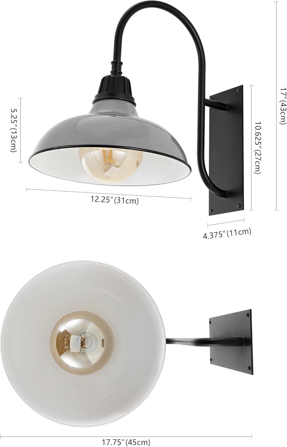 imageJONATHAN Y JYL7614B Stanley 1225quot 1Light Farmhouse Industrial IndoorOutdoor Iron LED Gooseneck Arm Outdoor Sconce Metal Bowl Shade Vintage Cottage Rustic Porch Patio Yard Barn BlackGrayBlack