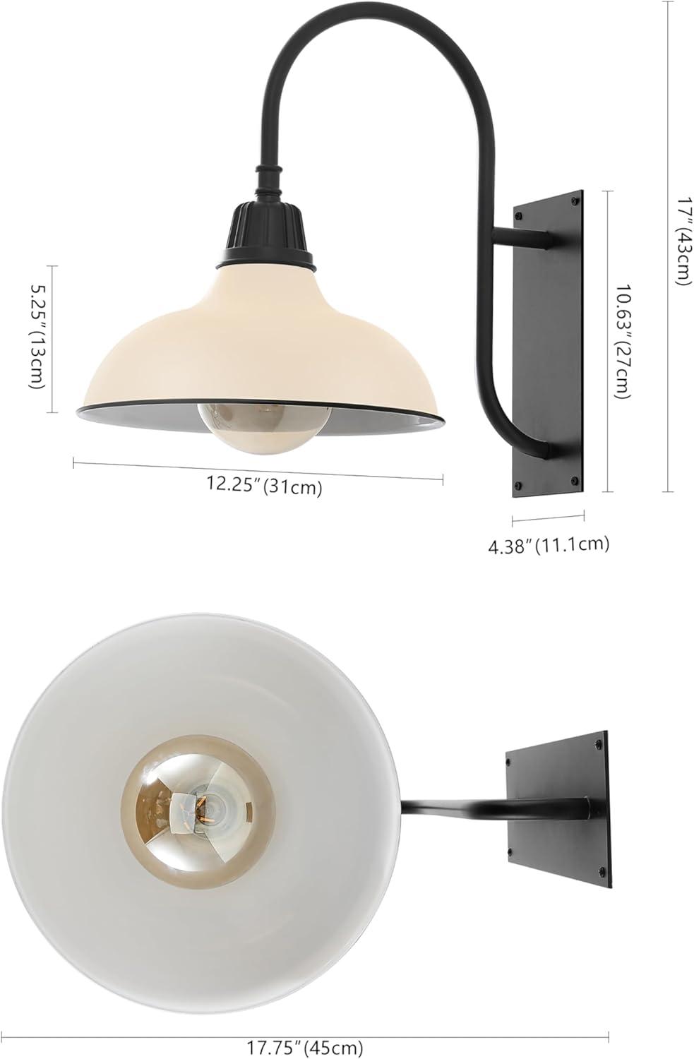 imageJONATHAN Y JYL7614B Stanley 1225quot 1Light Farmhouse Industrial IndoorOutdoor Iron LED Gooseneck Arm Outdoor Sconce Metal Bowl Shade Vintage Cottage Rustic Porch Patio Yard Barn BlackMatte AlmondBlack