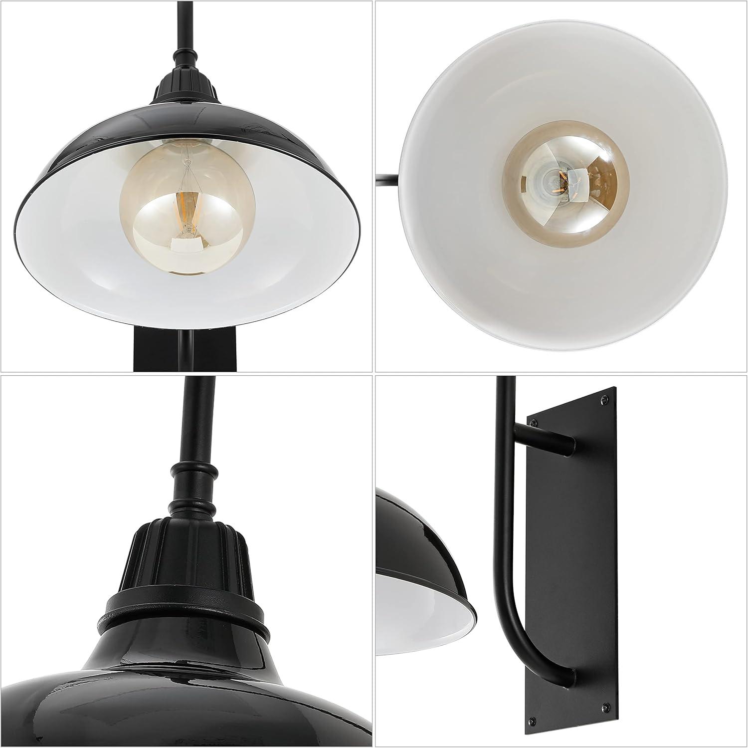 imageJONATHAN Y JYL7614B Stanley 1225quot 1Light Farmhouse Industrial IndoorOutdoor Iron LED Gooseneck Arm Outdoor Sconce Metal Bowl Shade Vintage Cottage Rustic Porch Patio Yard Barn BlackBlack