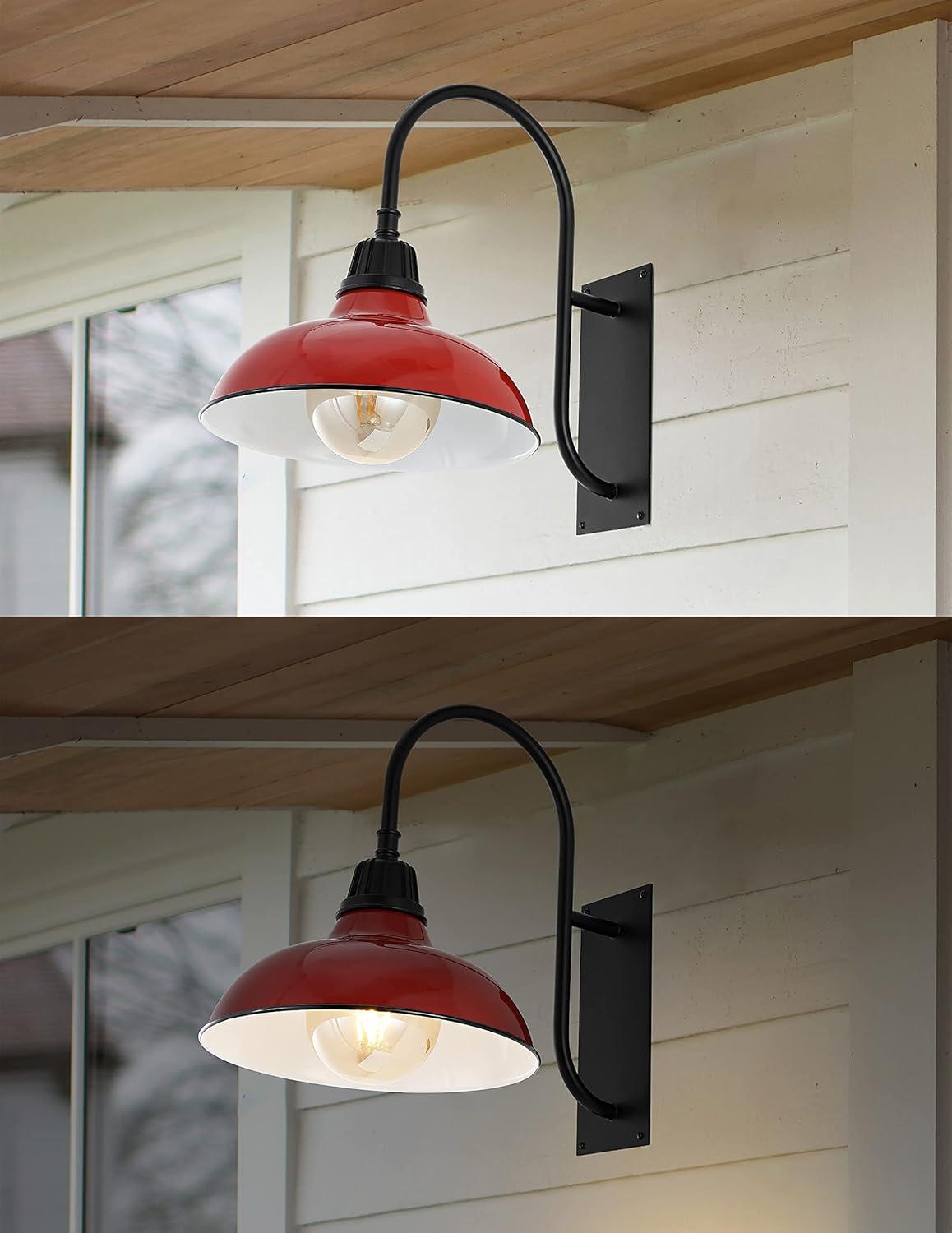 imageJONATHAN Y JYL7614B Stanley 1225quot 1Light Farmhouse Industrial IndoorOutdoor Iron LED Gooseneck Arm Outdoor Sconce Metal Bowl Shade Vintage Cottage Rustic Porch Patio Yard Barn BlackRedBlack