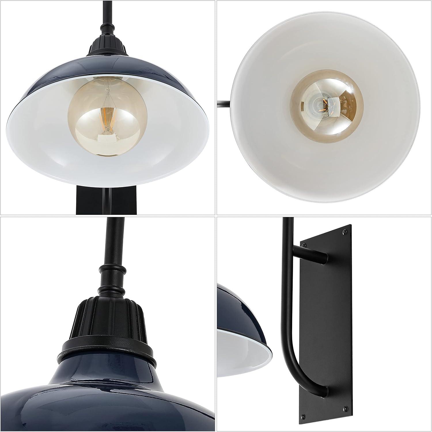 imageJONATHAN Y JYL7614B Stanley 1225quot 1Light Farmhouse Industrial IndoorOutdoor Iron LED Gooseneck Arm Outdoor Sconce Metal Bowl Shade Vintage Cottage Rustic Porch Patio Yard Barn BlackNavyBlack