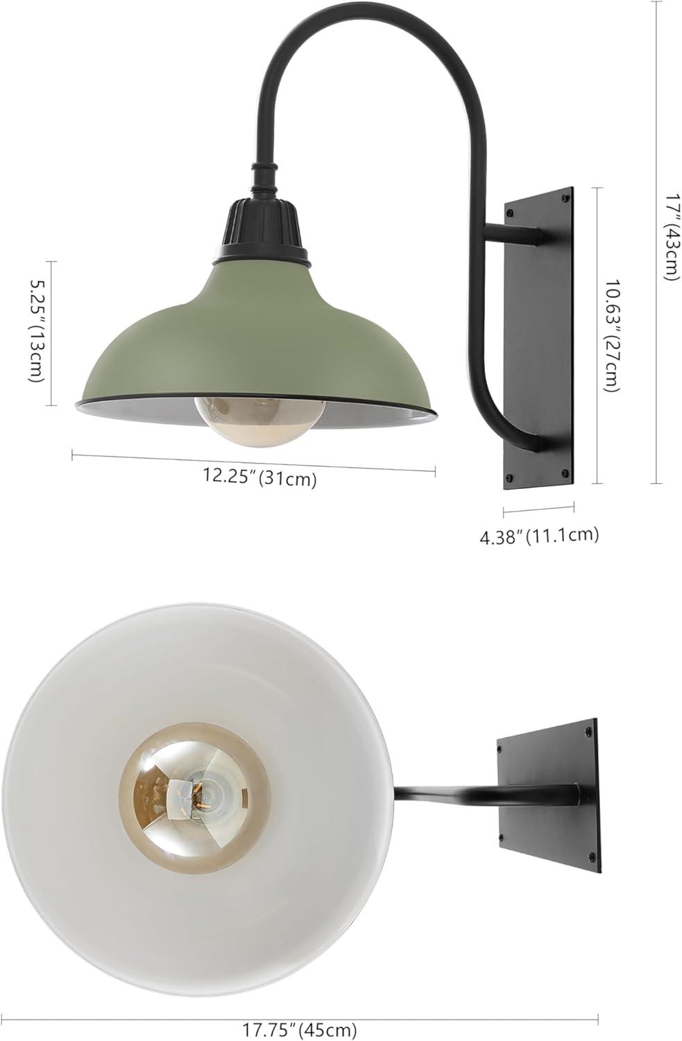 imageJONATHAN Y JYL7614B Stanley 1225quot 1Light Farmhouse Industrial IndoorOutdoor Iron LED Gooseneck Arm Outdoor Sconce Metal Bowl Shade Vintage Cottage Rustic Porch Patio Yard Barn BlackMatte Olive GreenBlack