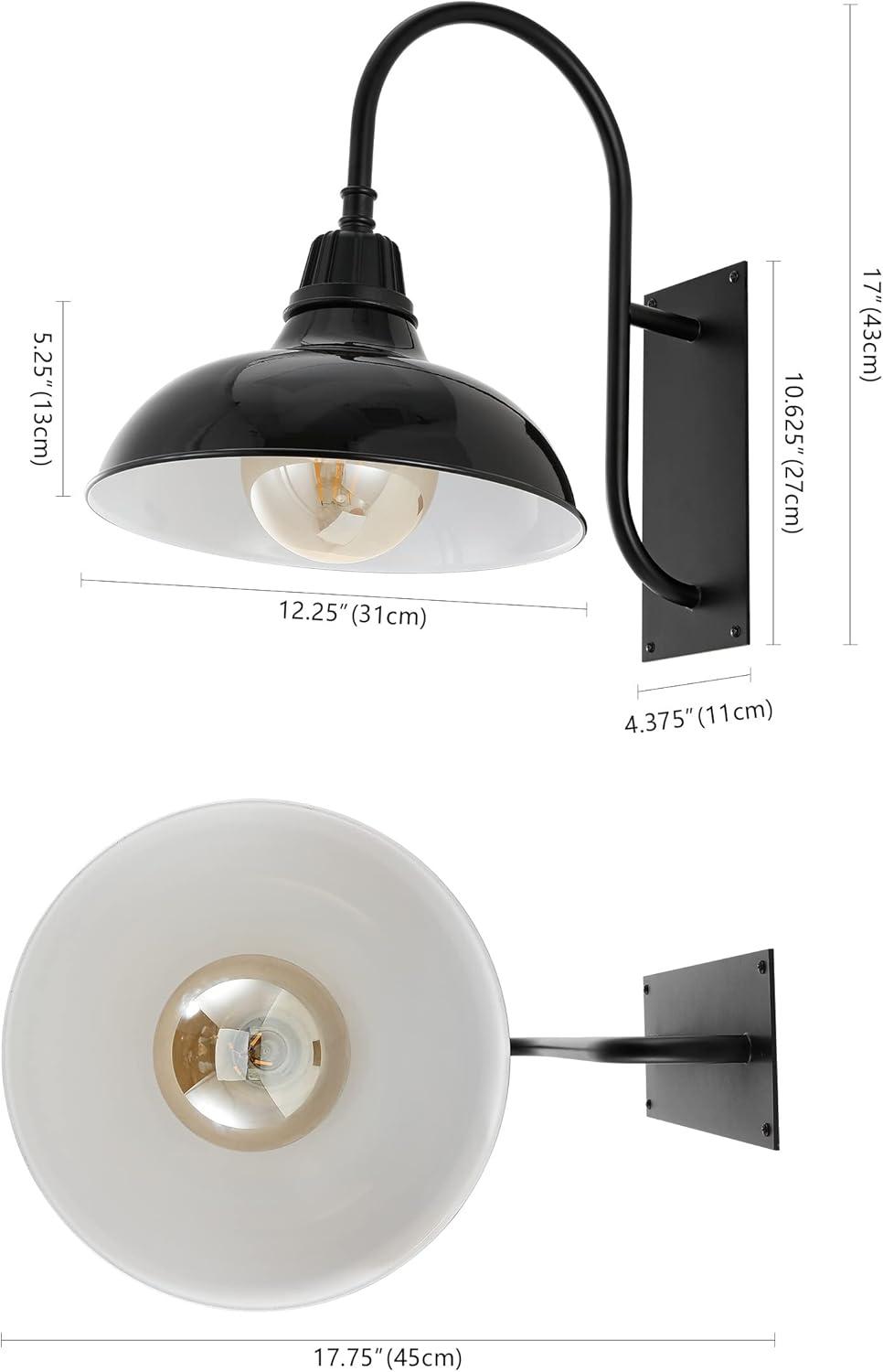 imageJONATHAN Y JYL7614B Stanley 1225quot 1Light Farmhouse Industrial IndoorOutdoor Iron LED Gooseneck Arm Outdoor Sconce Metal Bowl Shade Vintage Cottage Rustic Porch Patio Yard Barn BlackBlack