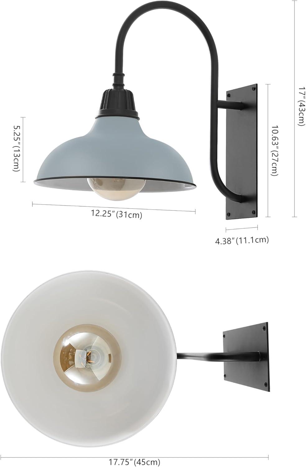 imageJONATHAN Y JYL7614B Stanley 1225quot 1Light Farmhouse Industrial IndoorOutdoor Iron LED Gooseneck Arm Outdoor Sconce Metal Bowl Shade Vintage Cottage Rustic Porch Patio Yard Barn BlackMatte Silver BlueBlack