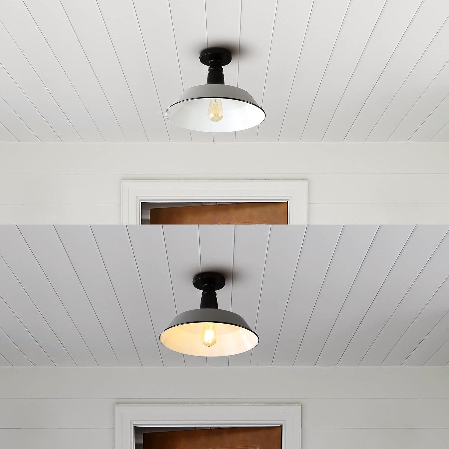 imageJONATHAN Y JYL7617D Camila 14quot 1Light Classic Industrial IndoorOutdoor Iron LED Semi Flush Mount MidCentury Rustic 2700K Cozy Warm Light Kitchen Hallway Bathroom Stairwell GrayWhiteGrayBlack