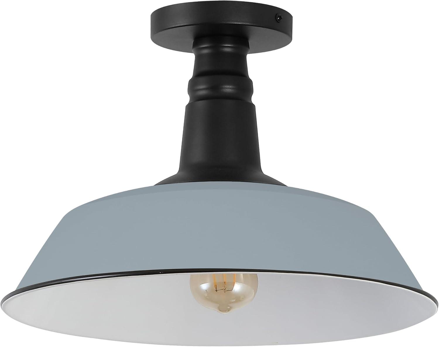 imageJONATHAN Y JYL7617D Camila 14quot 1Light Classic Industrial IndoorOutdoor Iron LED Semi Flush Mount MidCentury Rustic 2700K Cozy Warm Light Kitchen Hallway Bathroom Stairwell GrayWhiteMatte Silver BlueBlack