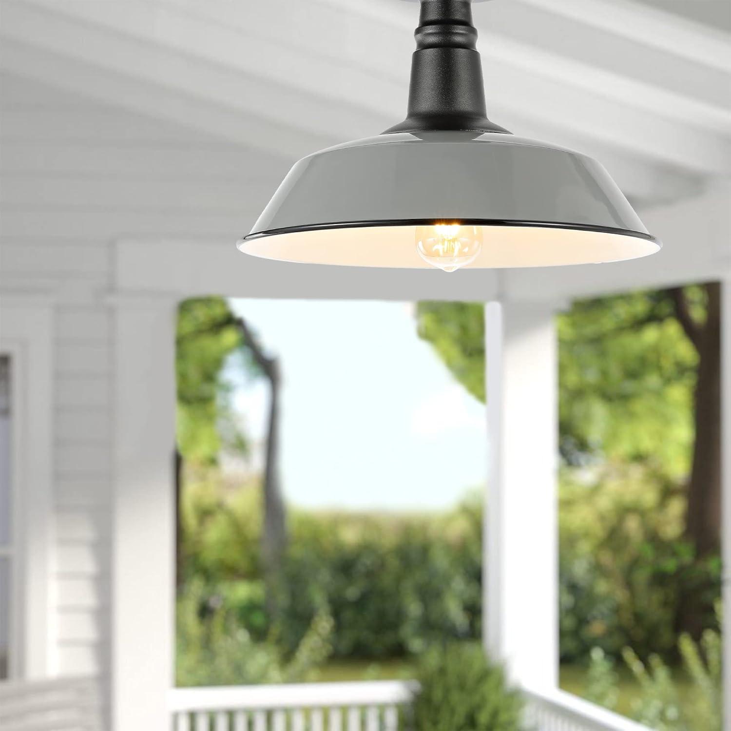 imageJONATHAN Y JYL7617D Camila 14quot 1Light Classic Industrial IndoorOutdoor Iron LED Semi Flush Mount MidCentury Rustic 2700K Cozy Warm Light Kitchen Hallway Bathroom Stairwell GrayWhiteGrayBlack
