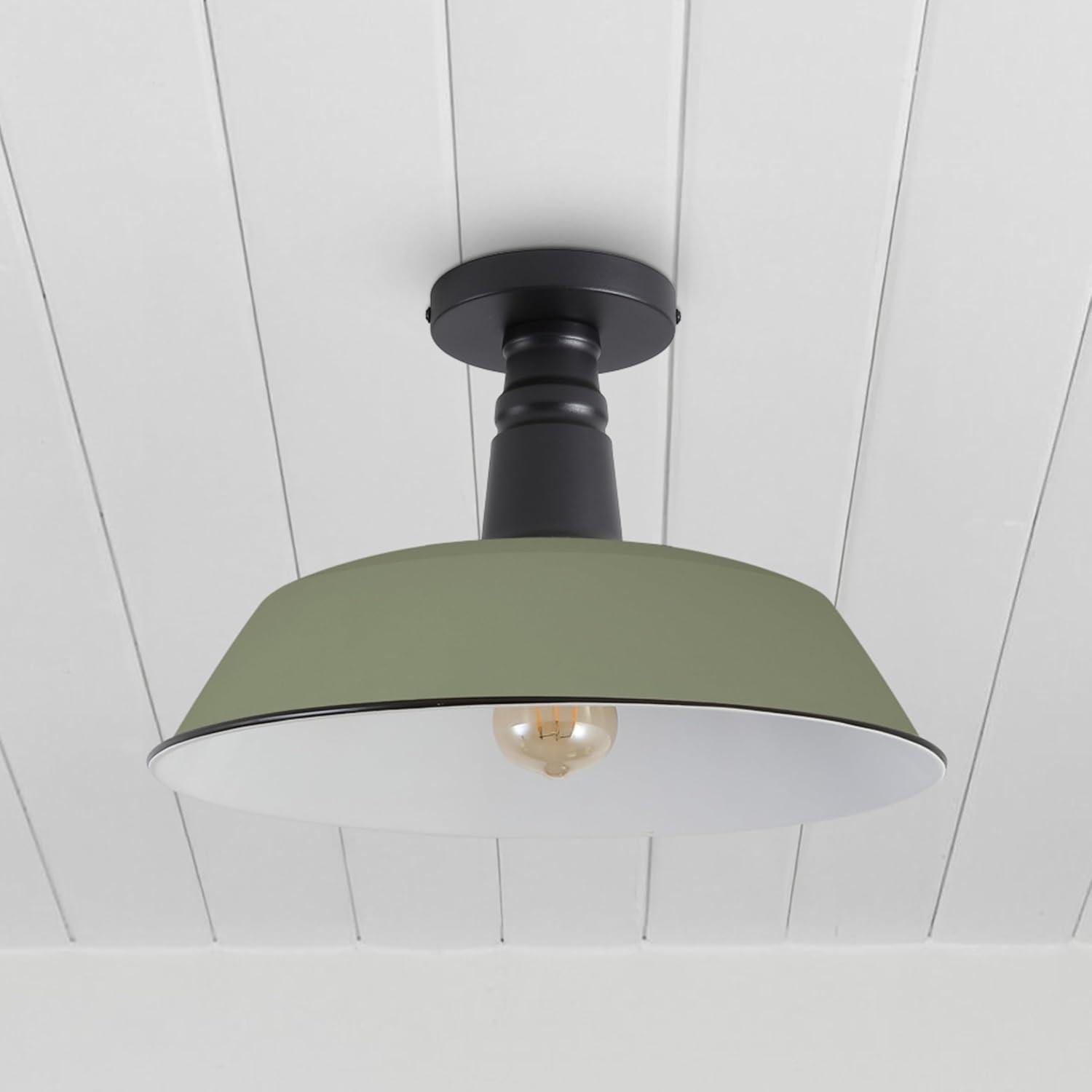 imageJONATHAN Y JYL7617D Camila 14quot 1Light Classic Industrial IndoorOutdoor Iron LED Semi Flush Mount MidCentury Rustic 2700K Cozy Warm Light Kitchen Hallway Bathroom Stairwell GrayWhiteMatte Olive GreenBlack