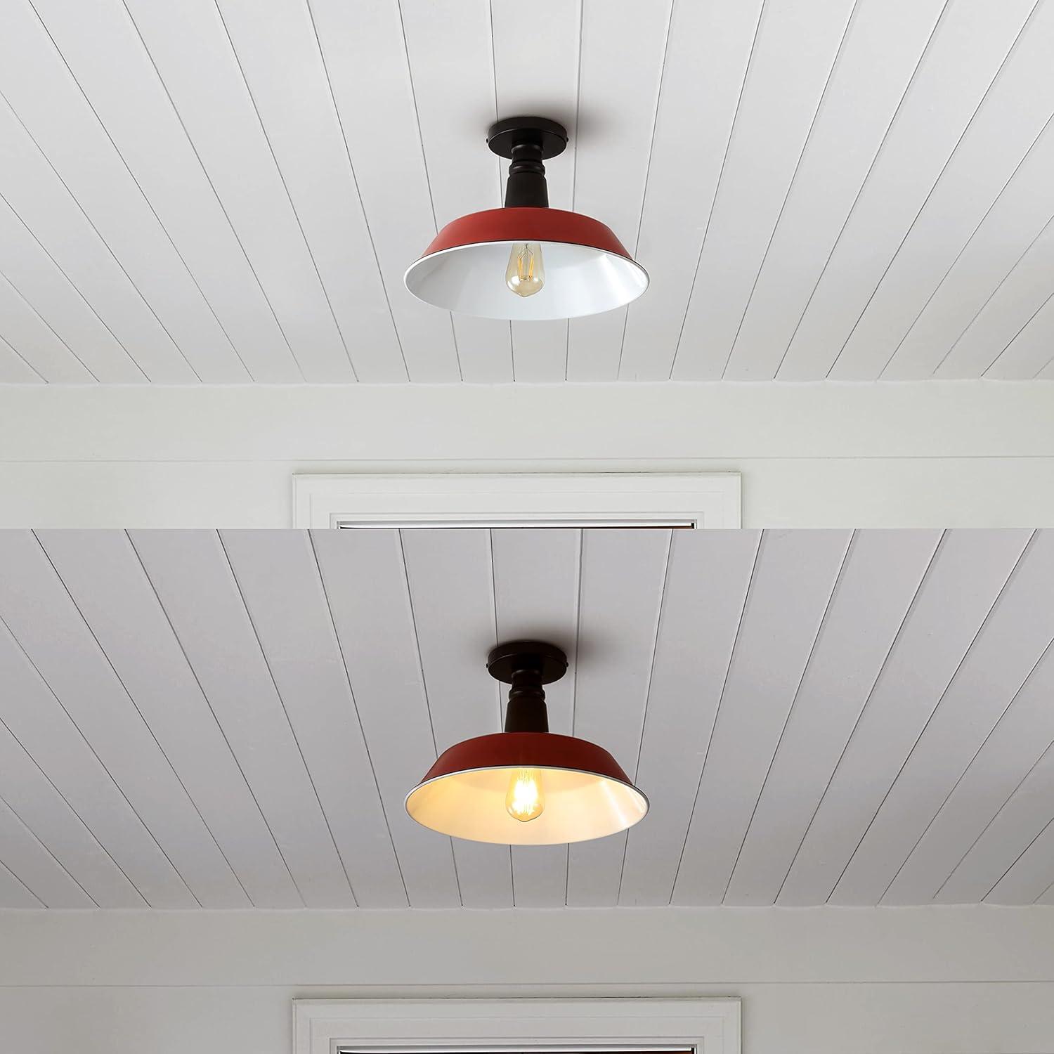 imageJONATHAN Y JYL7617D Camila 14quot 1Light Classic Industrial IndoorOutdoor Iron LED Semi Flush Mount MidCentury Rustic 2700K Cozy Warm Light Kitchen Hallway Bathroom Stairwell GrayWhiteRedBlack