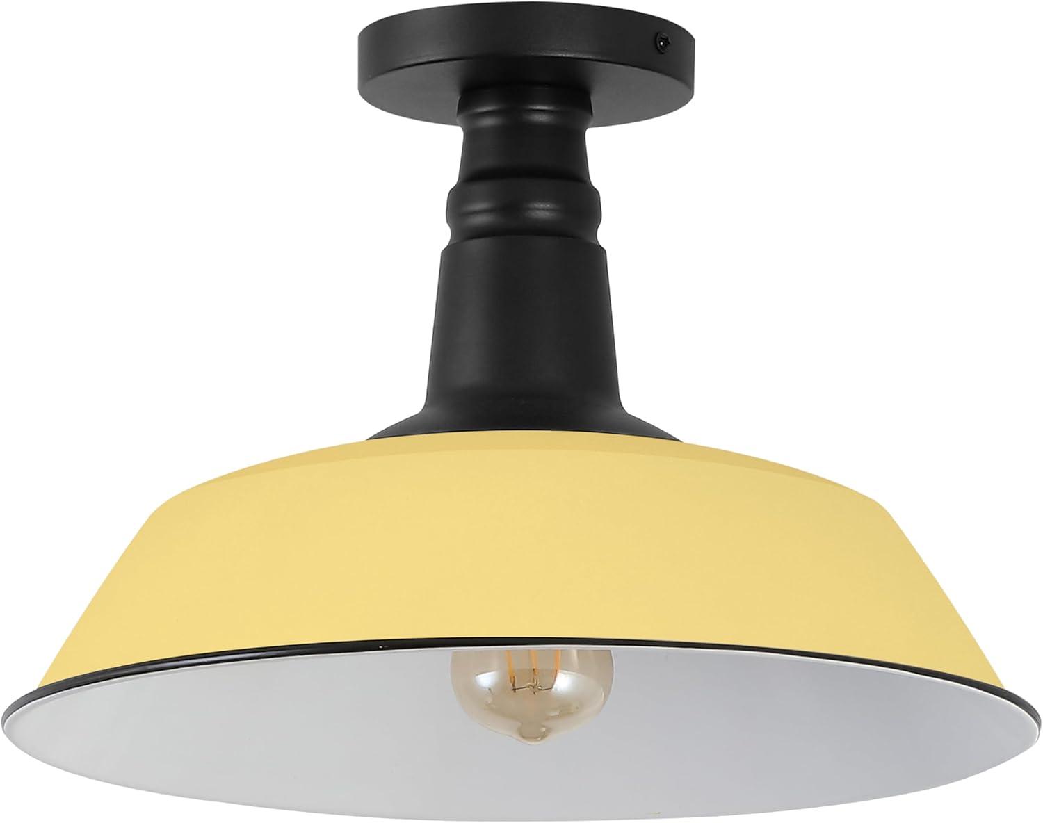 imageJONATHAN Y JYL7617D Camila 14quot 1Light Classic Industrial IndoorOutdoor Iron LED Semi Flush Mount MidCentury Rustic 2700K Cozy Warm Light Kitchen Hallway Bathroom Stairwell GrayWhiteMatte YellowBlack