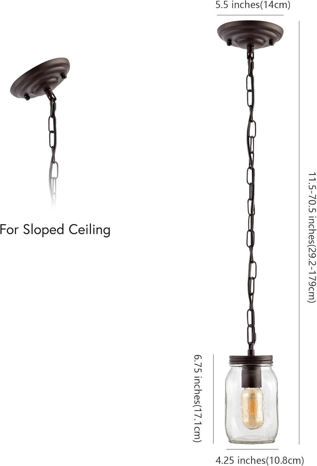 imageJONATHAN Y JYL7800A Gaines 55quot 1Light Farmhouse Industrial Iron Mason Jar LED Pendant Rustic Bohemian Adjustable Dining Room Living Room Kitchen Island Foyer Bedroom Hallway Oil Rubbed BronzeClear1Light