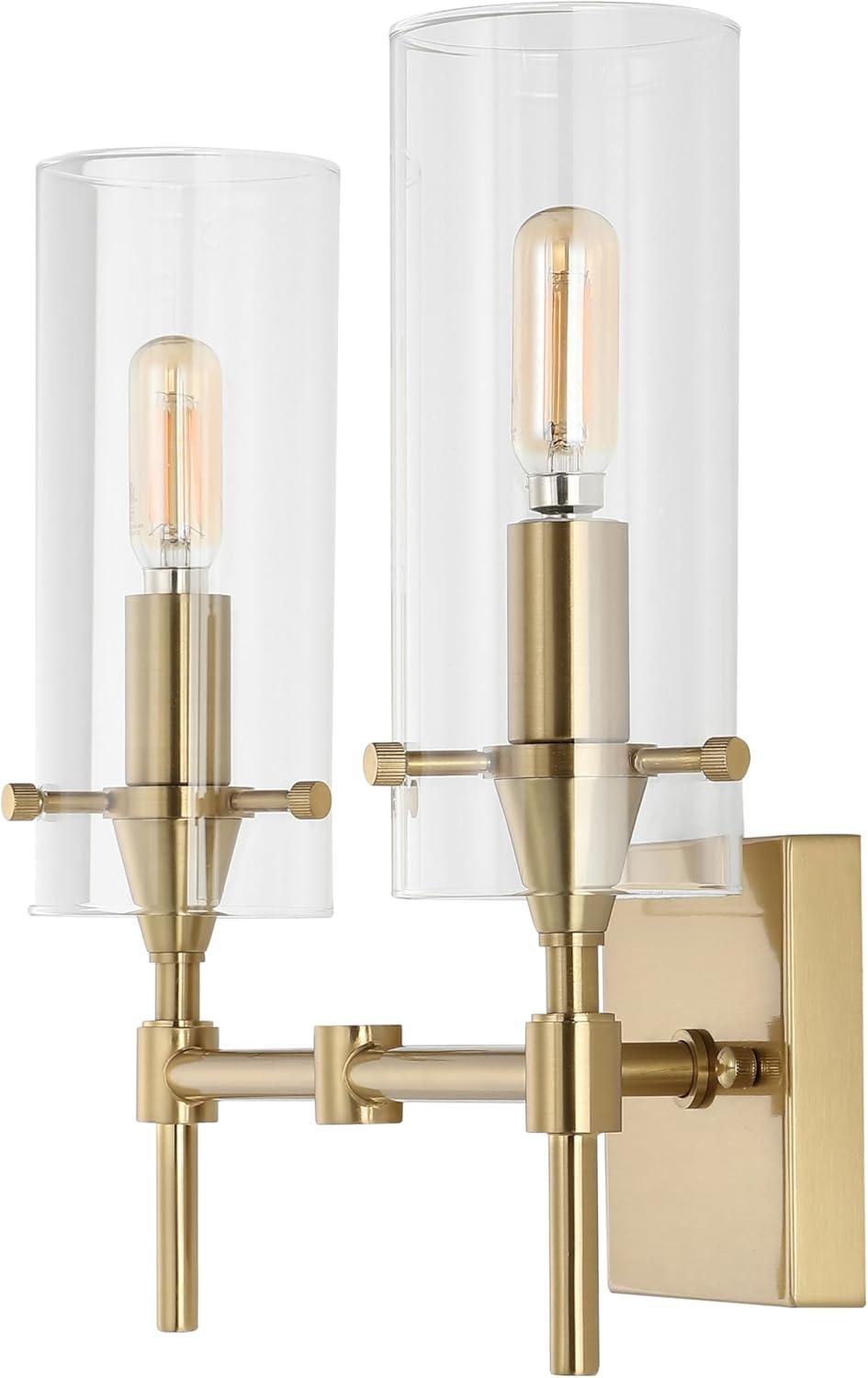 imageJONATHAN Y JYL7805A Cato 45quot 1Light Bohemian Farmhouse IronGlass LED Sconce Modern Contemporary 2700K 40W Bulb Entryway Lobby Kitchen Bathroom Bedroom Living Room Oil Rubbed BronzeClearBrass Gold
