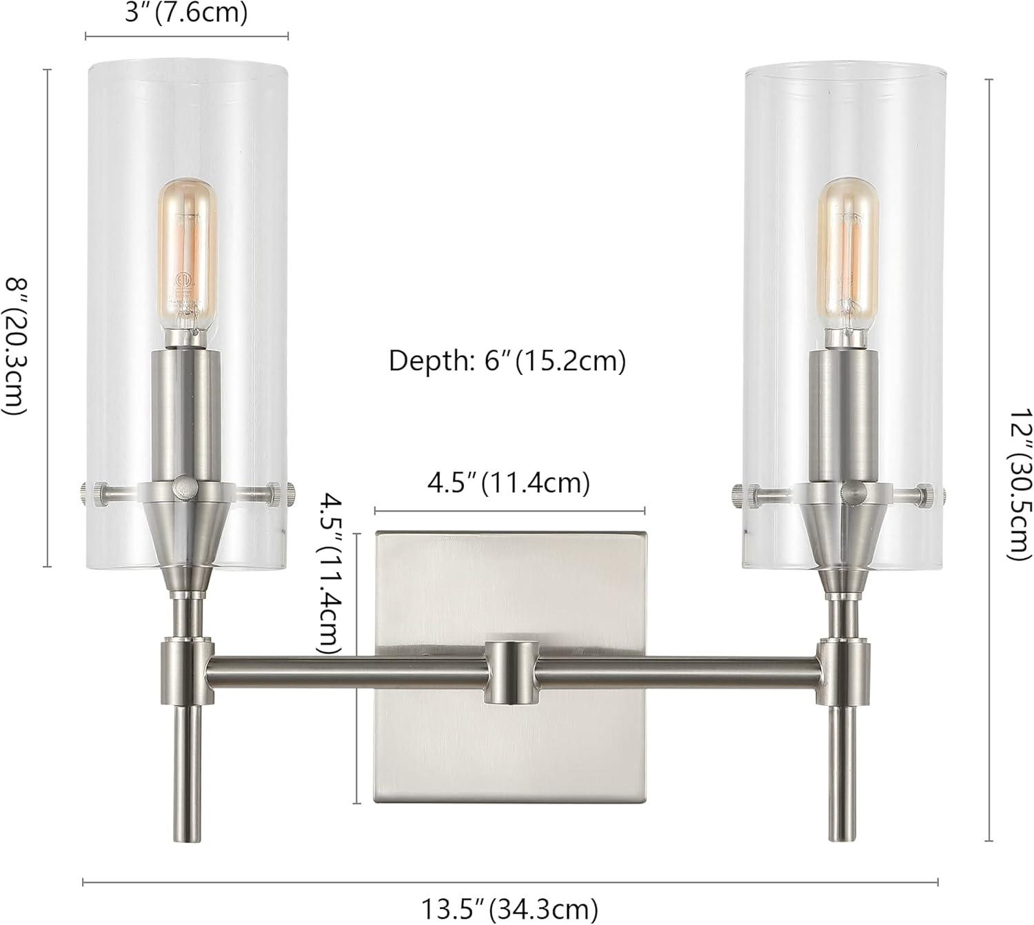 imageJONATHAN Y JYL7805A Cato 45quot 1Light Bohemian Farmhouse IronGlass LED Sconce Modern Contemporary 2700K 40W Bulb Entryway Lobby Kitchen Bathroom Bedroom Living Room Oil Rubbed BronzeClearNickel
