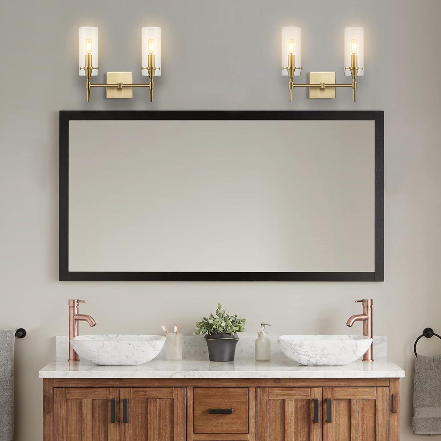 imageJONATHAN Y JYL7805A Cato 45quot 1Light Bohemian Farmhouse IronGlass LED Sconce Modern Contemporary 2700K 40W Bulb Entryway Lobby Kitchen Bathroom Bedroom Living Room Oil Rubbed BronzeClearBrass Gold