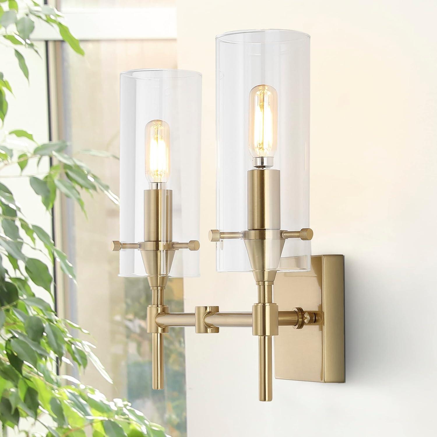 imageJONATHAN Y JYL7805A Cato 45quot 1Light Bohemian Farmhouse IronGlass LED Sconce Modern Contemporary 2700K 40W Bulb Entryway Lobby Kitchen Bathroom Bedroom Living Room Oil Rubbed BronzeClearBrass Gold