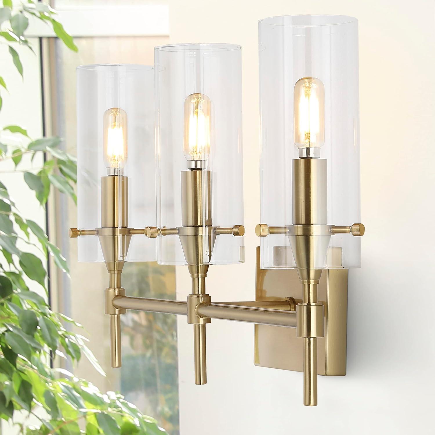 imageJONATHAN Y JYL7805A Cato 45quot 1Light Bohemian Farmhouse IronGlass LED Sconce Modern Contemporary 2700K 40W Bulb Entryway Lobby Kitchen Bathroom Bedroom Living Room Oil Rubbed BronzeClearBrass Gold