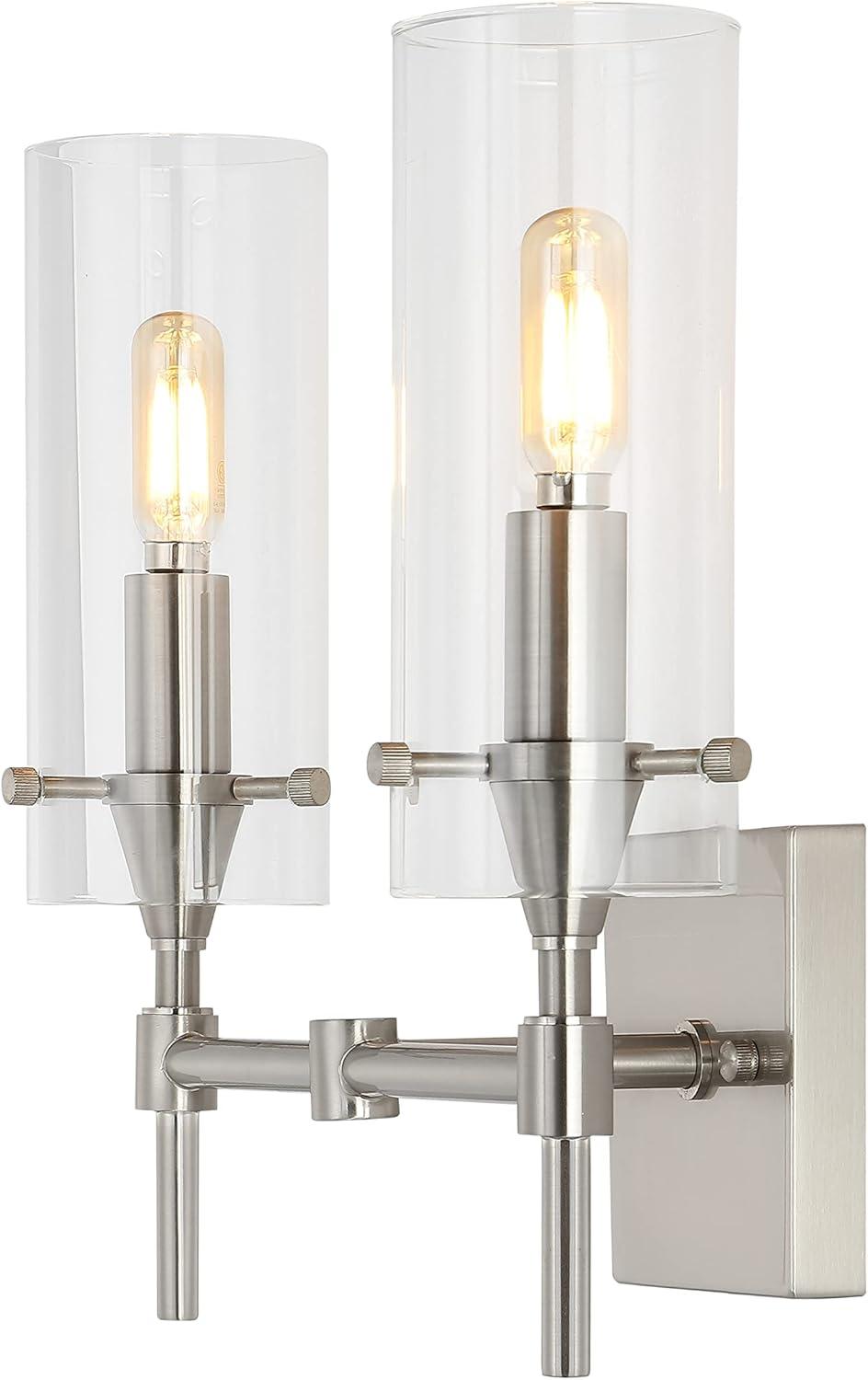imageJONATHAN Y JYL7805A Cato 45quot 1Light Bohemian Farmhouse IronGlass LED Sconce Modern Contemporary 2700K 40W Bulb Entryway Lobby Kitchen Bathroom Bedroom Living Room Oil Rubbed BronzeClearNickel