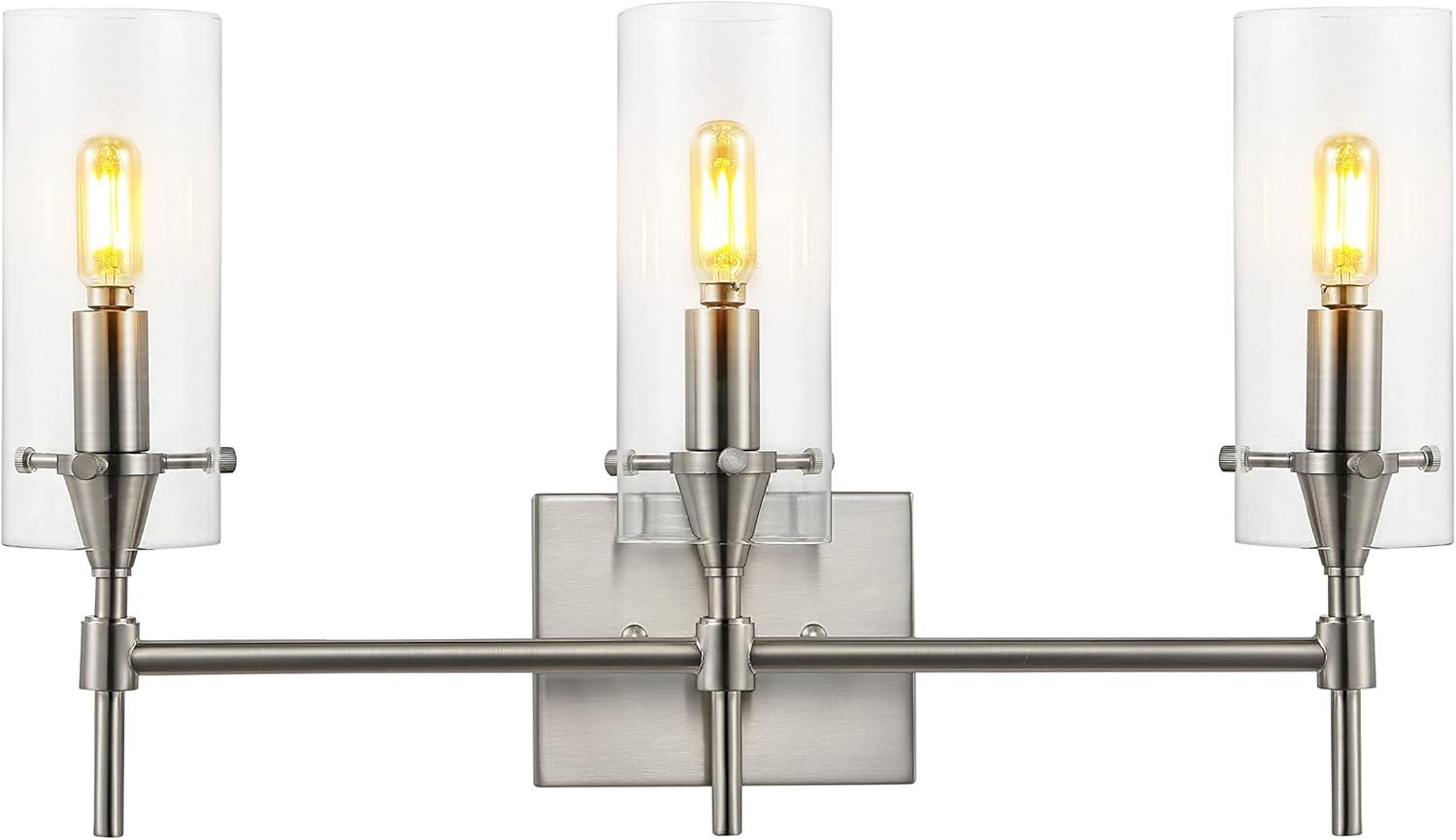 imageJONATHAN Y JYL7805A Cato 45quot 1Light Bohemian Farmhouse IronGlass LED Sconce Modern Contemporary 2700K 40W Bulb Entryway Lobby Kitchen Bathroom Bedroom Living Room Oil Rubbed BronzeClearNickel