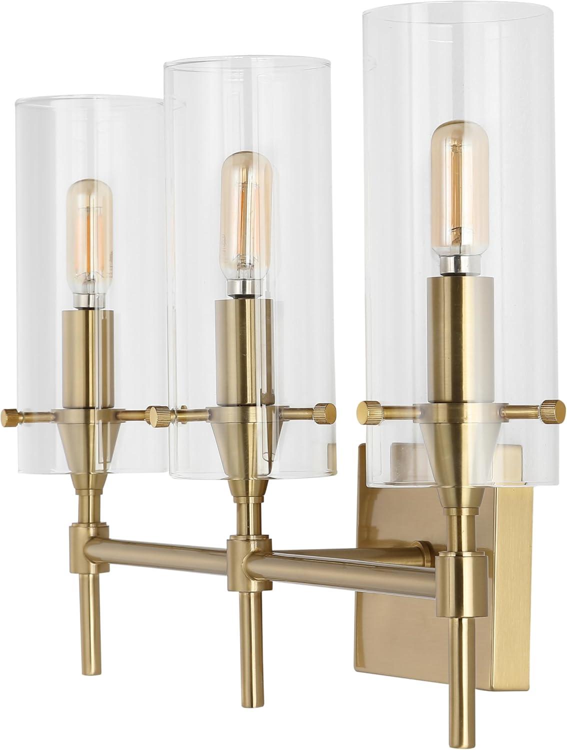 imageJONATHAN Y JYL7805A Cato 45quot 1Light Bohemian Farmhouse IronGlass LED Sconce Modern Contemporary 2700K 40W Bulb Entryway Lobby Kitchen Bathroom Bedroom Living Room Oil Rubbed BronzeClearBrass Gold