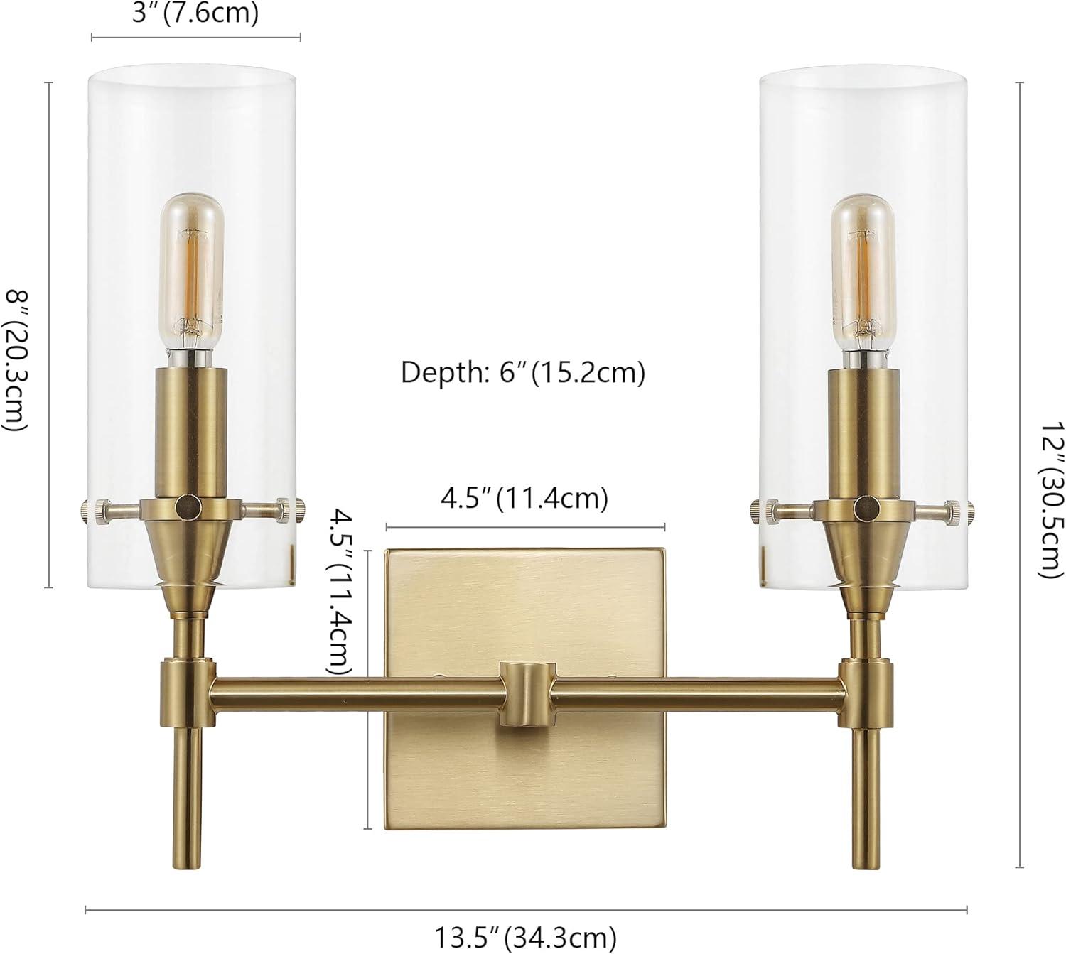 imageJONATHAN Y JYL7805A Cato 45quot 1Light Bohemian Farmhouse IronGlass LED Sconce Modern Contemporary 2700K 40W Bulb Entryway Lobby Kitchen Bathroom Bedroom Living Room Oil Rubbed BronzeClearBrass Gold