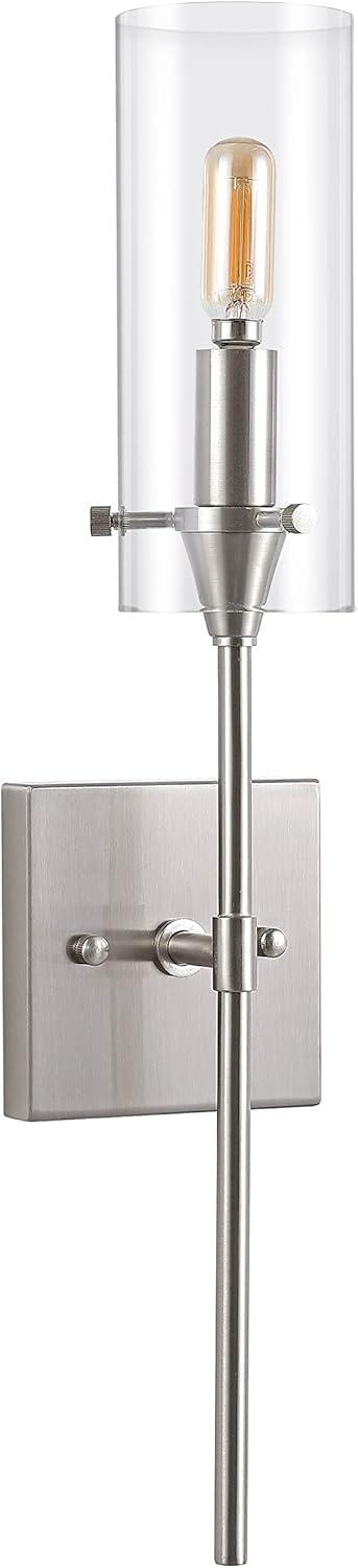 imageJONATHAN Y JYL7805A Cato 45quot 1Light Bohemian Farmhouse IronGlass LED Sconce Modern Contemporary 2700K 40W Bulb Entryway Lobby Kitchen Bathroom Bedroom Living Room Oil Rubbed BronzeClearNickel