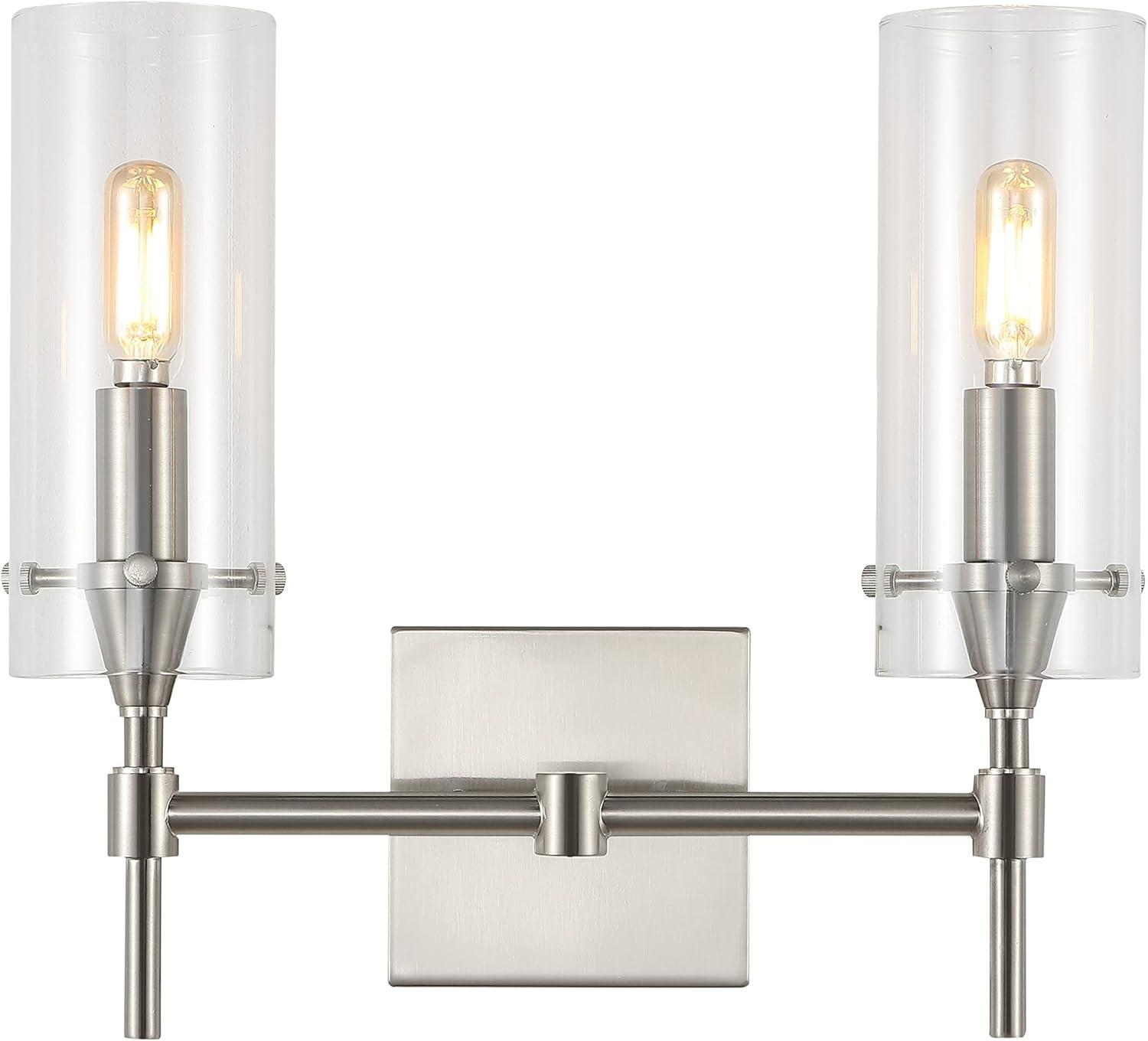 imageJONATHAN Y JYL7805A Cato 45quot 1Light Bohemian Farmhouse IronGlass LED Sconce Modern Contemporary 2700K 40W Bulb Entryway Lobby Kitchen Bathroom Bedroom Living Room Oil Rubbed BronzeClearNickel