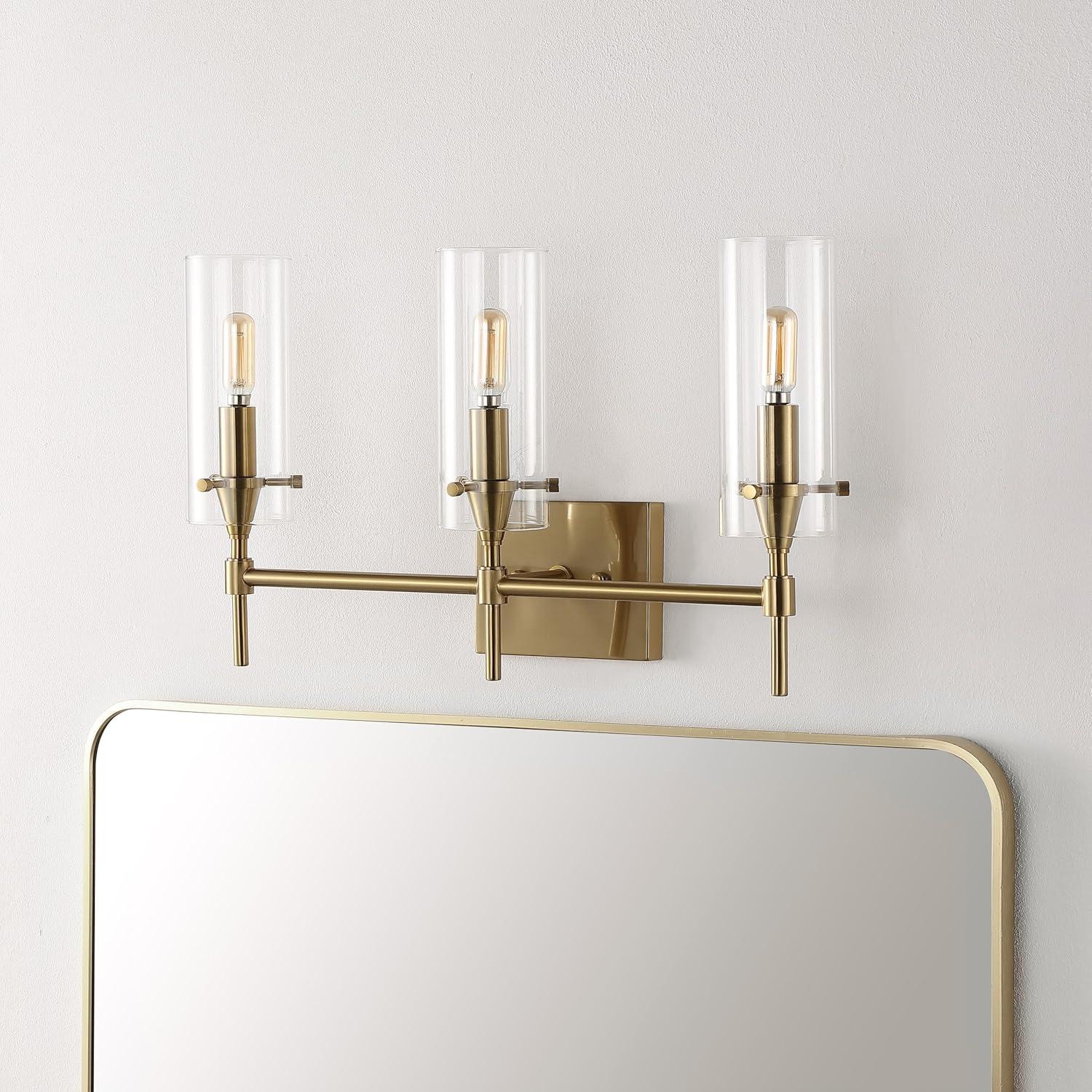 imageJONATHAN Y JYL7805A Cato 45quot 1Light Bohemian Farmhouse IronGlass LED Sconce Modern Contemporary 2700K 40W Bulb Entryway Lobby Kitchen Bathroom Bedroom Living Room Oil Rubbed BronzeClearBrass Gold