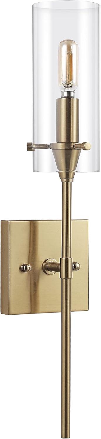 imageJONATHAN Y JYL7805A Cato 45quot 1Light Bohemian Farmhouse IronGlass LED Sconce Modern Contemporary 2700K 40W Bulb Entryway Lobby Kitchen Bathroom Bedroom Living Room Oil Rubbed BronzeClearBrass Gold