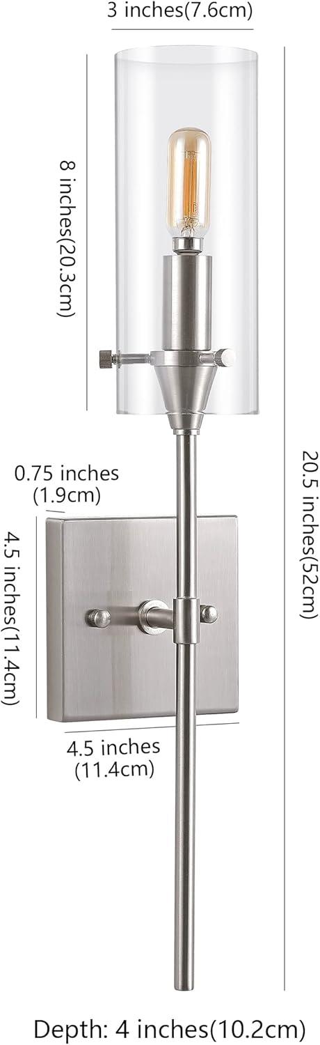 imageJONATHAN Y JYL7805A Cato 45quot 1Light Bohemian Farmhouse IronGlass LED Sconce Modern Contemporary 2700K 40W Bulb Entryway Lobby Kitchen Bathroom Bedroom Living Room Oil Rubbed BronzeClearNickel