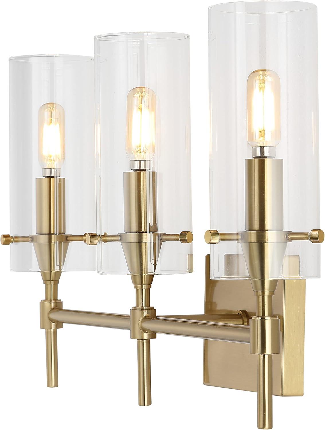 imageJONATHAN Y JYL7805A Cato 45quot 1Light Bohemian Farmhouse IronGlass LED Sconce Modern Contemporary 2700K 40W Bulb Entryway Lobby Kitchen Bathroom Bedroom Living Room Oil Rubbed BronzeClearBrass Gold