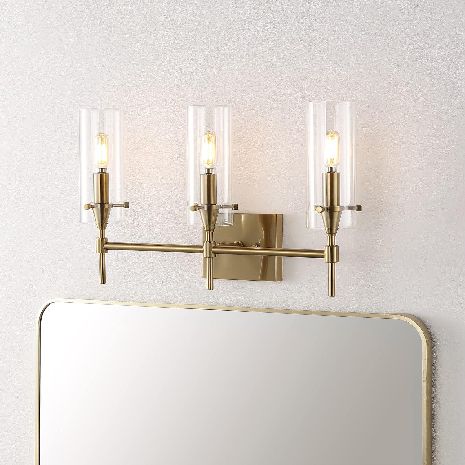 imageJONATHAN Y JYL7805A Cato 45quot 1Light Bohemian Farmhouse IronGlass LED Sconce Modern Contemporary 2700K 40W Bulb Entryway Lobby Kitchen Bathroom Bedroom Living Room Oil Rubbed BronzeClearBrass Gold
