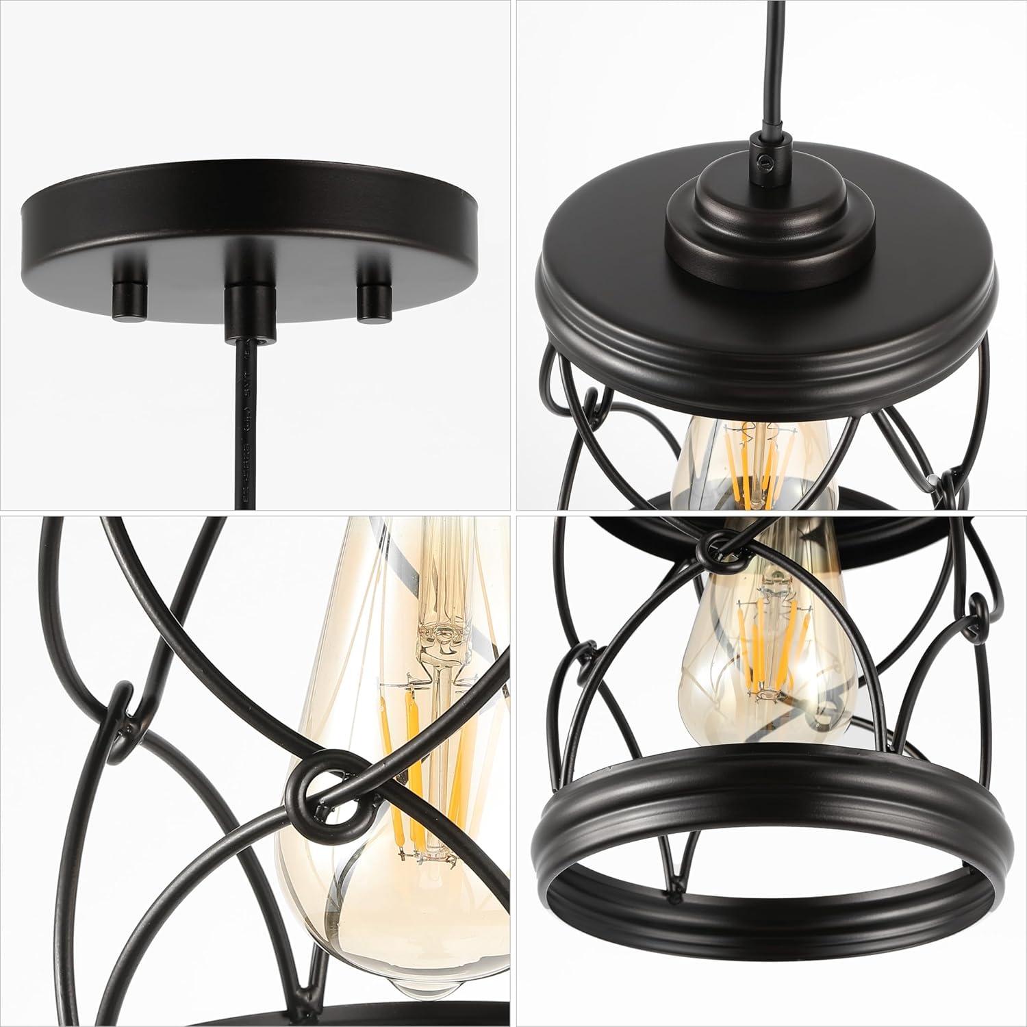 imageJONATHAN Y JYL7909BSET3 Marelle 65quot 1Light Farmhouse Industrial Iron Filigree Caged Jar LED Pendant Oil Rubbed Bronze Set of 3 for Kitchen Island Dining Table and Office DeskOilRubbed Bronze