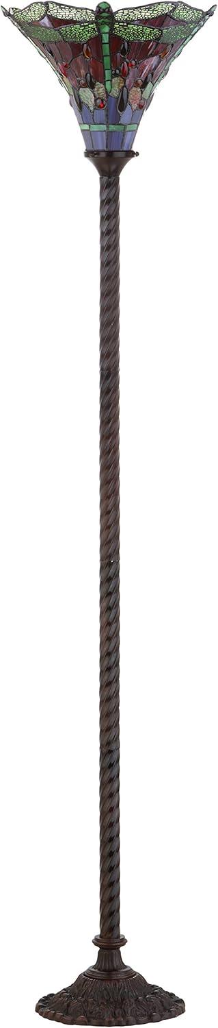imageJONATHAN Y JYL8002B Dragonfly TiffanyStyle 71quot Torchiere Floor Lamp Tiffany Traditional Art Nouveau Style Elegant Office Living Room Family Room Dining Room Bedroom Foyer BronzeGreenBronzeGreen
