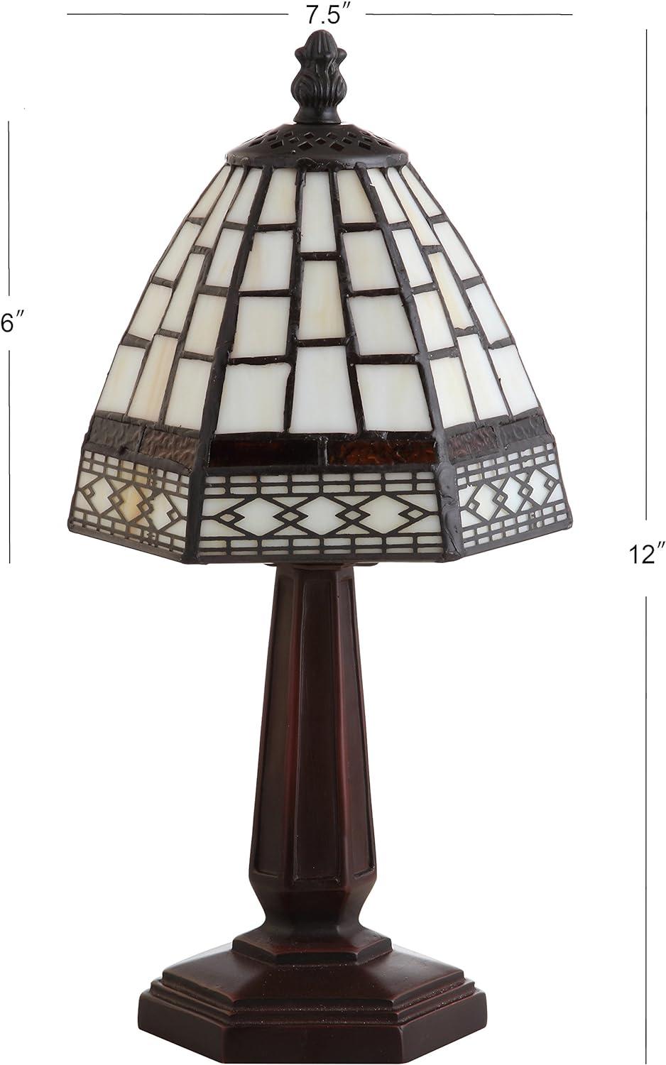 imageJONATHAN Y JYL8016B Carter TiffanyStyle 12quot LED Table Lamp RedYellow for Bedroom Living Room Kitchen Home Office Kids RoomBrown