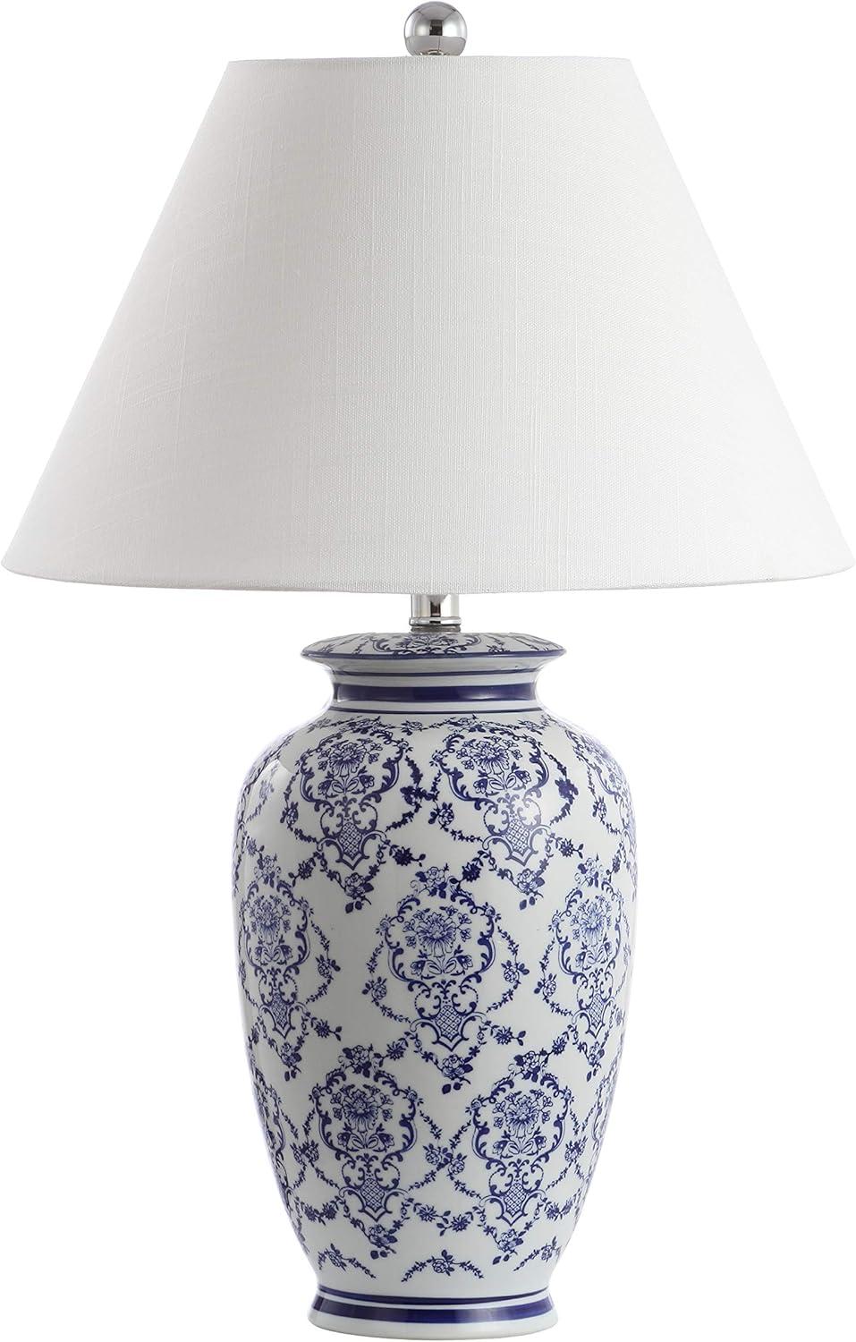 imageJONATHAN Y JYL8023A Juliana 2625quot Chinoiserie Ceramic LED Table Lamp Traditional Bedside Desk Nightstand Lamp for Bedroom Living Room Office College Bookcase LED Bulb Included BlueWhite