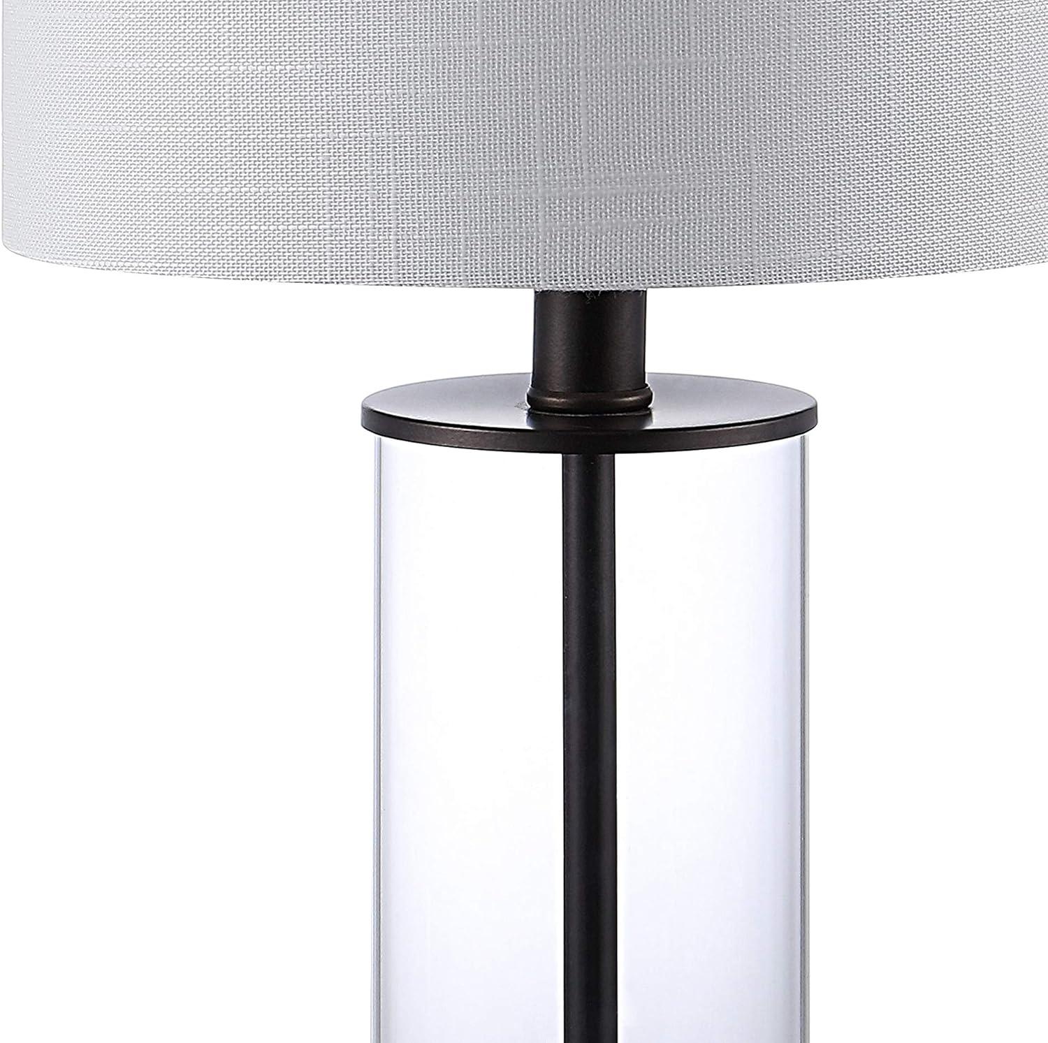 imageJONATHAN Y JYL8500ASET2 Abner 21quot Glass Modern Contemporary USB Charging LED Table Lamp Glam Bedside Desk Nightstand Lamp for Bedroom Living Room Office College Oil Rubbed BronzeClear Set of 2