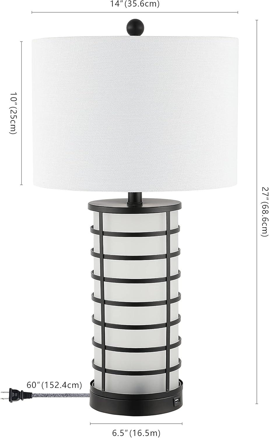 imageJONATHAN Y JYL8502A Jayce 27quot Modern Industrial Iron Nightlight LED Table Lamp with USB Charging Port Coastal Contemporary Bedside Desk Nightstand Lamp for Bedroom Living Room Office Black