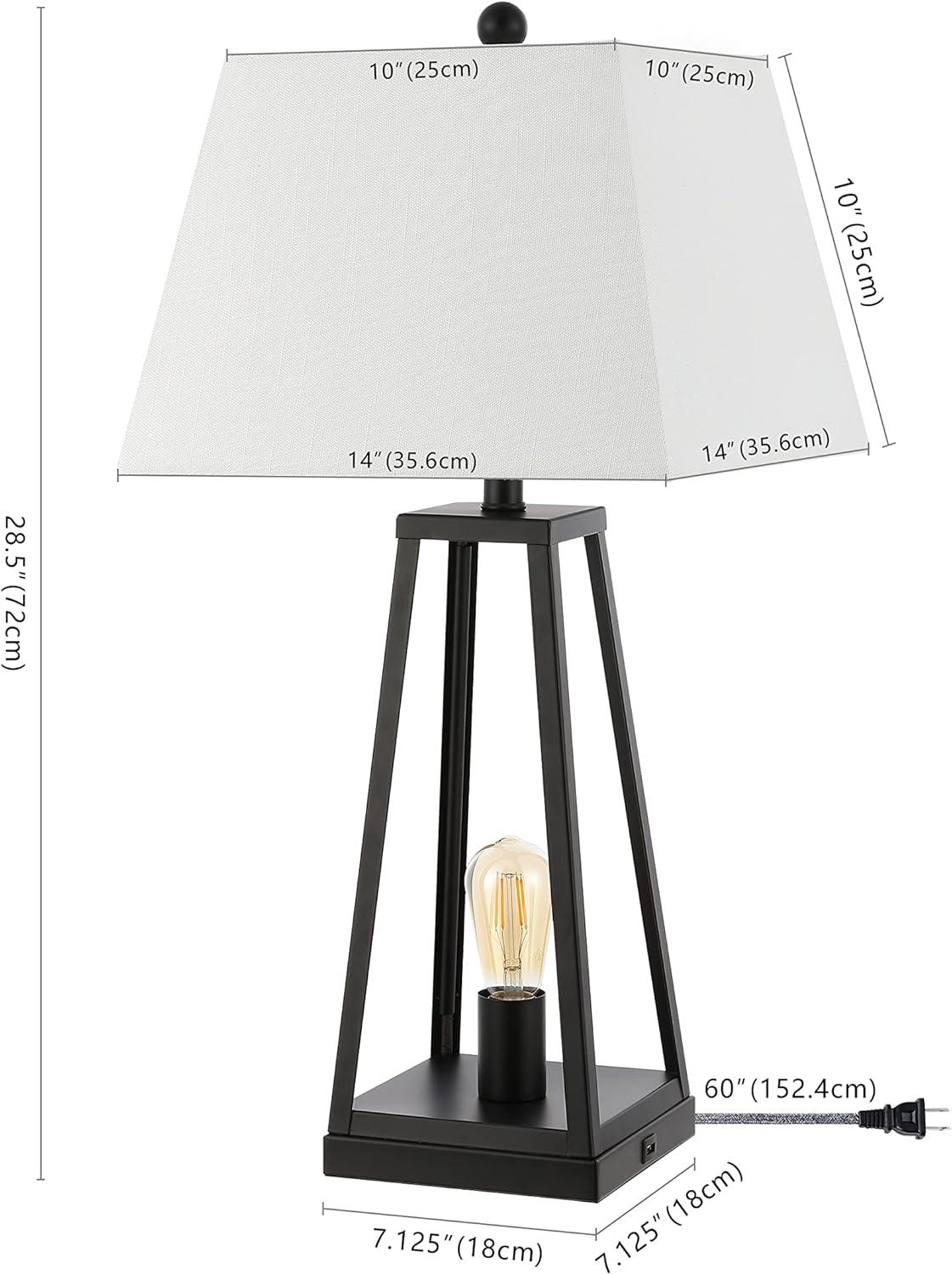 imageJONATHAN Y JYL8503A Waylon 285quot Classic Industrial Iron Nightlight LED Table Lamp with USB Charging Port Modern Contemporary Bedside Desk Nightstand Lamp for Bedroom Living Room Black