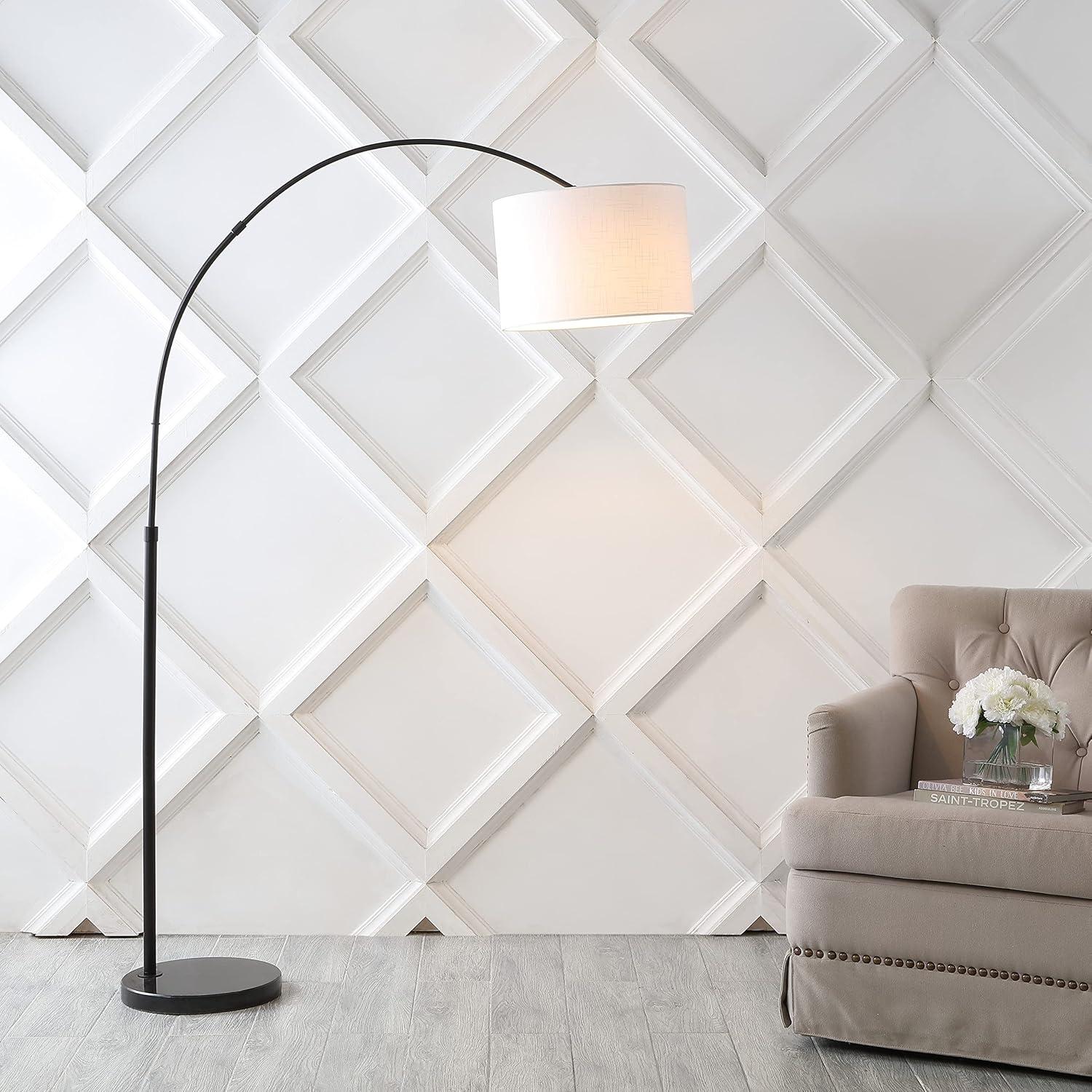 imageJONATHAN Y JYL8504A Collier 70quot Industrial Vintage HeadandHeightAdjustable Iron LED Arc Floor Lamp with Smart Bulb Classic Coastal Standing Reading Lamp LED Bulb Included Black