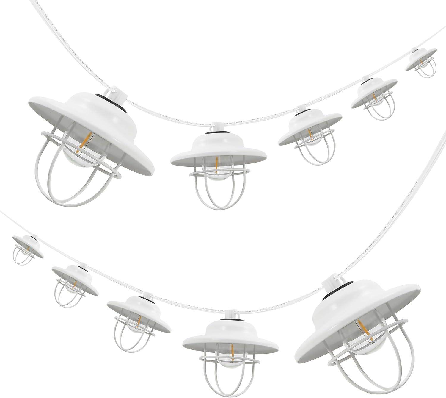 imageJONATHAN Y JYL8703A Indoor Outdoor Rustic Farmhouse Incandescent G40 Metal Cage Shade String Lights Garden Patio Backyard Porch Balcony 10 ft 10Light BlackWhite