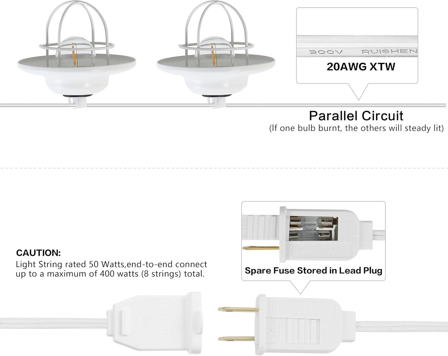 imageJONATHAN Y JYL8703A Indoor Outdoor Rustic Farmhouse Incandescent G40 Metal Cage Shade String Lights Garden Patio Backyard Porch Balcony 10 ft 10Light BlackWhite