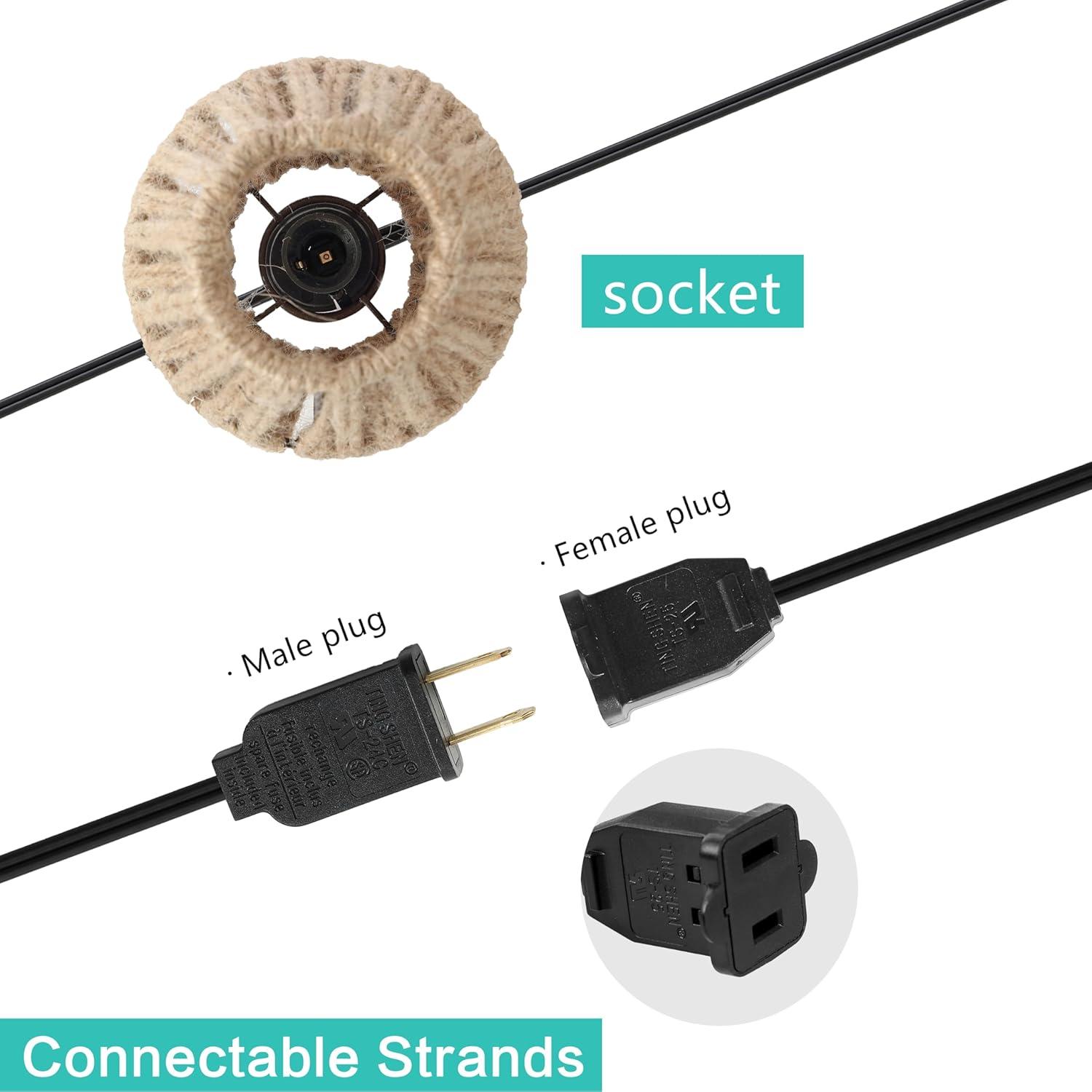 imageJONATHAN Y JYL8708A Samara 10Light IndoorOutdoor 10 ft MidCentury Classic Lantern Hemp Rope Shaded LED String Lights Brown for Patio Porch Backyard Caf