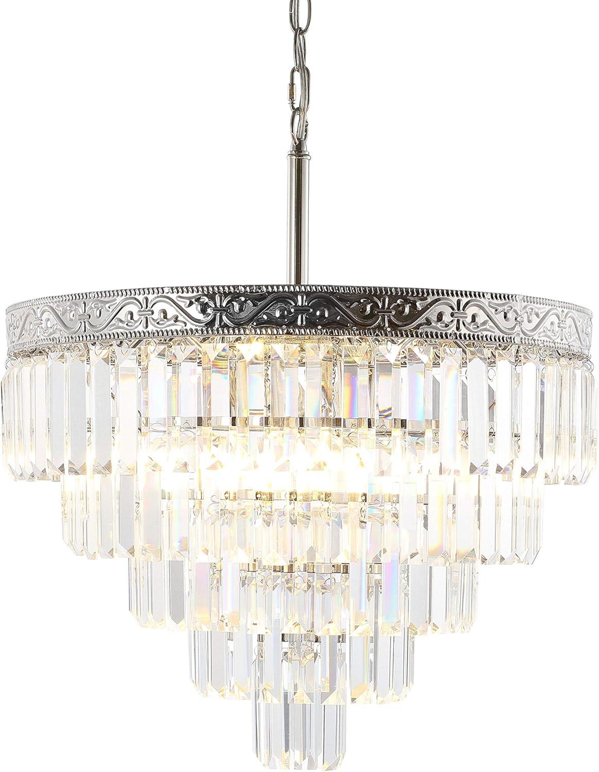 imageJONATHAN Y JYL9006B Wyatt 12quot 2Light Crystal LED Chandelier ContemporaryClassicTraditional Dimmable Adjustable for Foyer Closet Dining Room Kitchen BronzeClearSilver