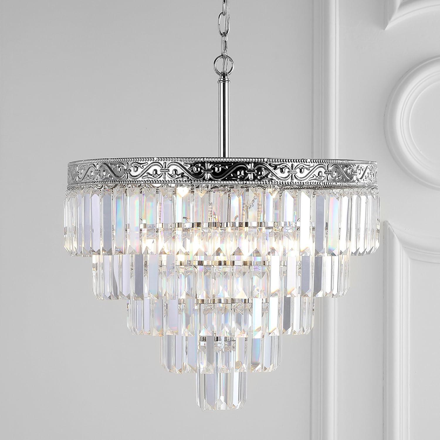 imageJONATHAN Y JYL9006B Wyatt 12quot 2Light Crystal LED Chandelier ContemporaryClassicTraditional Dimmable Adjustable for Foyer Closet Dining Room Kitchen BronzeClearSilver