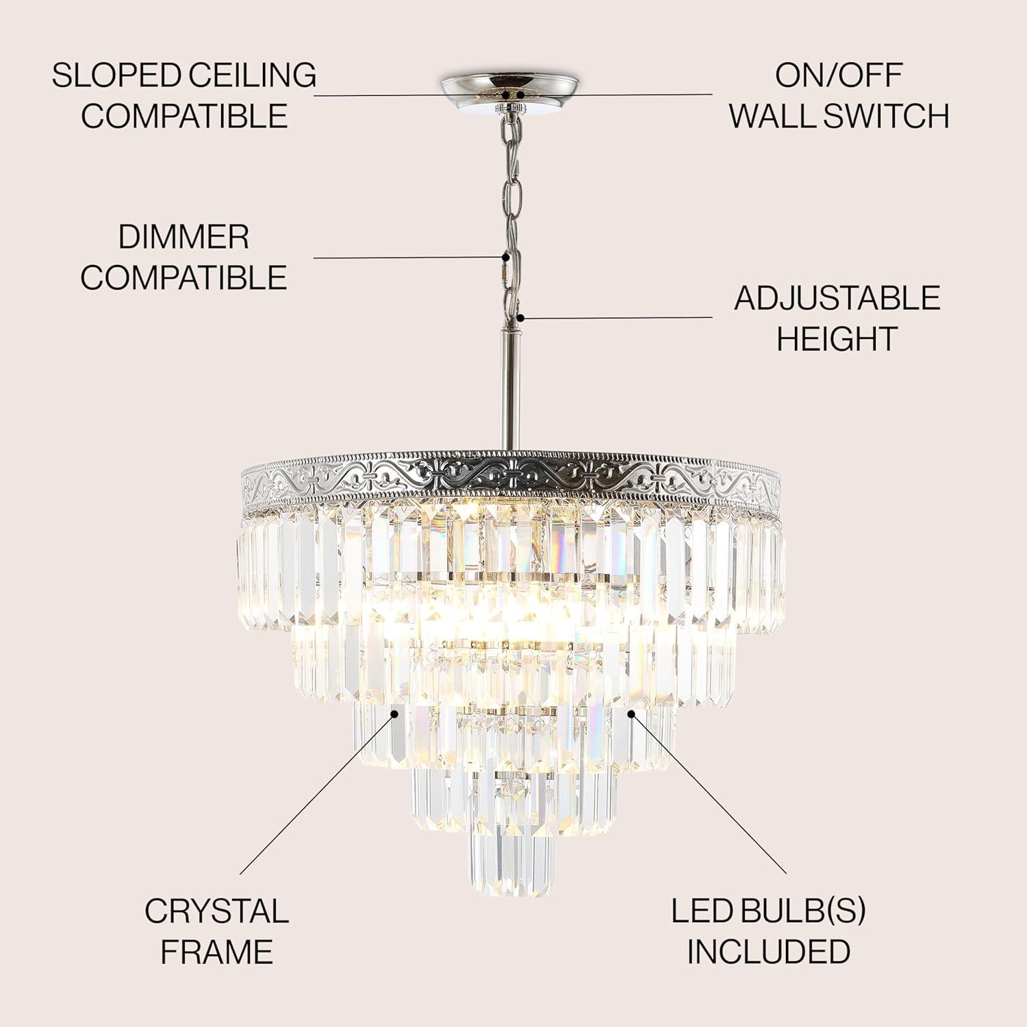 imageJONATHAN Y JYL9006B Wyatt 12quot 2Light Crystal LED Chandelier ContemporaryClassicTraditional Dimmable Adjustable for Foyer Closet Dining Room Kitchen BronzeClearSilver