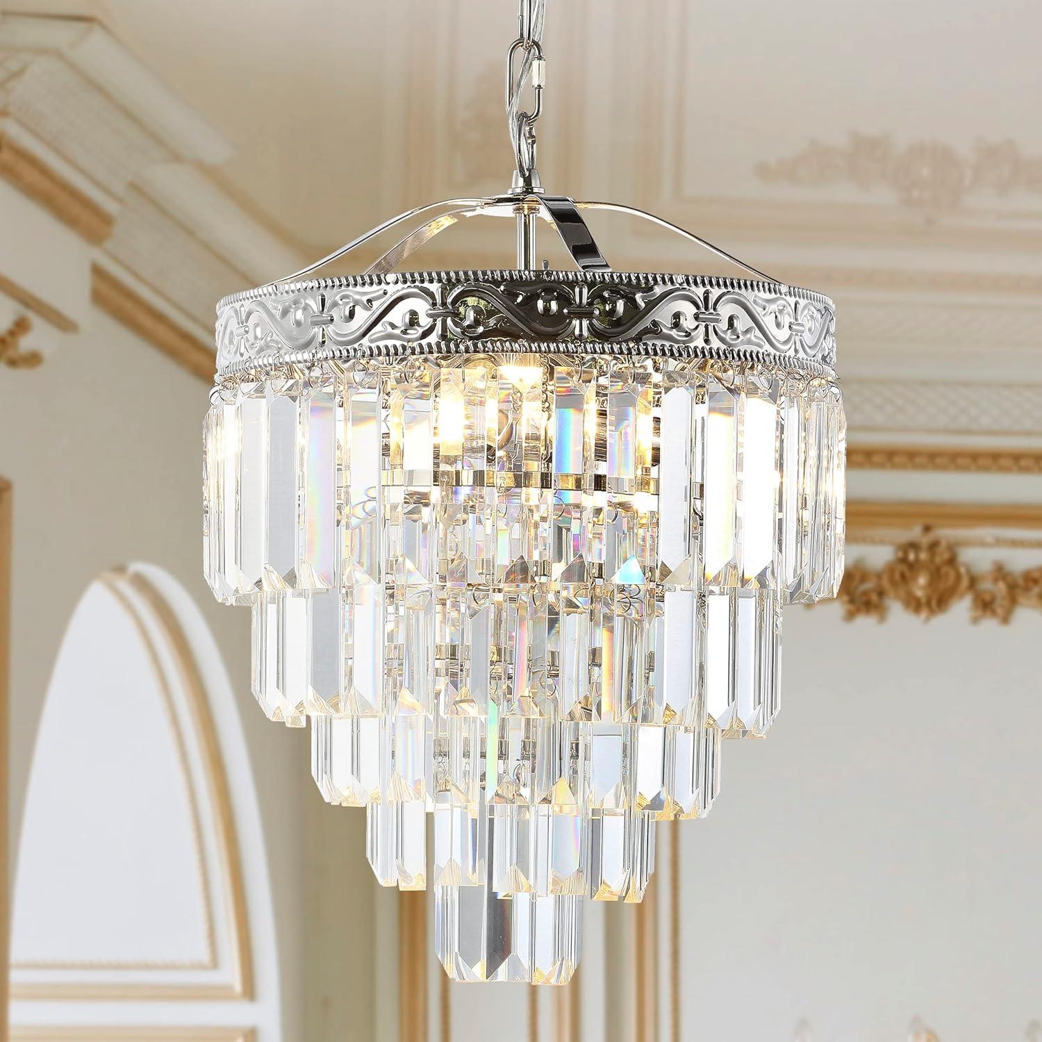 imageJONATHAN Y JYL9006B Wyatt 12quot 2Light Crystal LED Chandelier ContemporaryClassicTraditional Dimmable Adjustable for Foyer Closet Dining Room Kitchen BronzeClearSilver